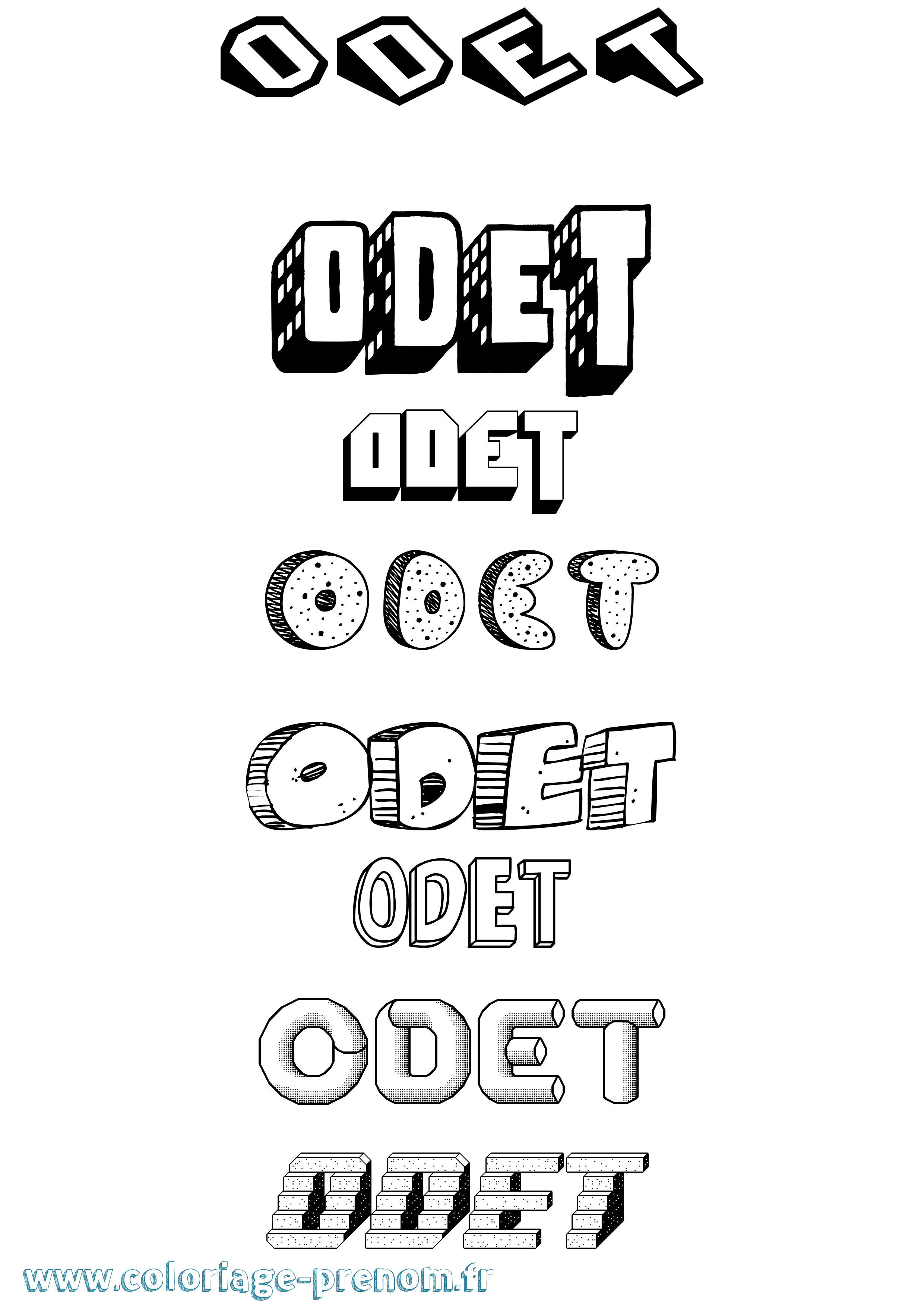 Coloriage Odet Effet 3D Coloriage prénom Odet Effet 3D