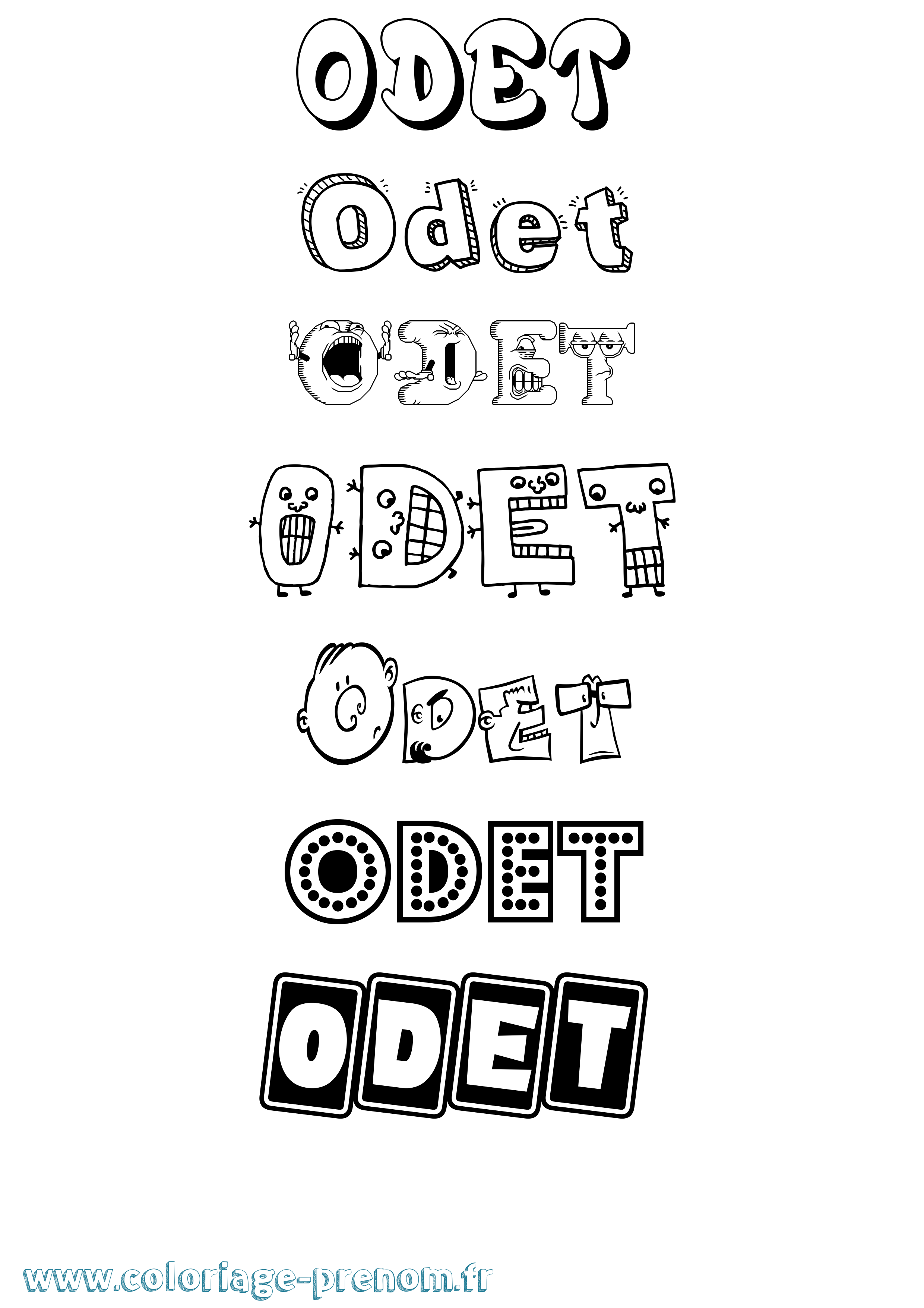 Coloriage Odet Fun Coloriage prénom Odet Fun