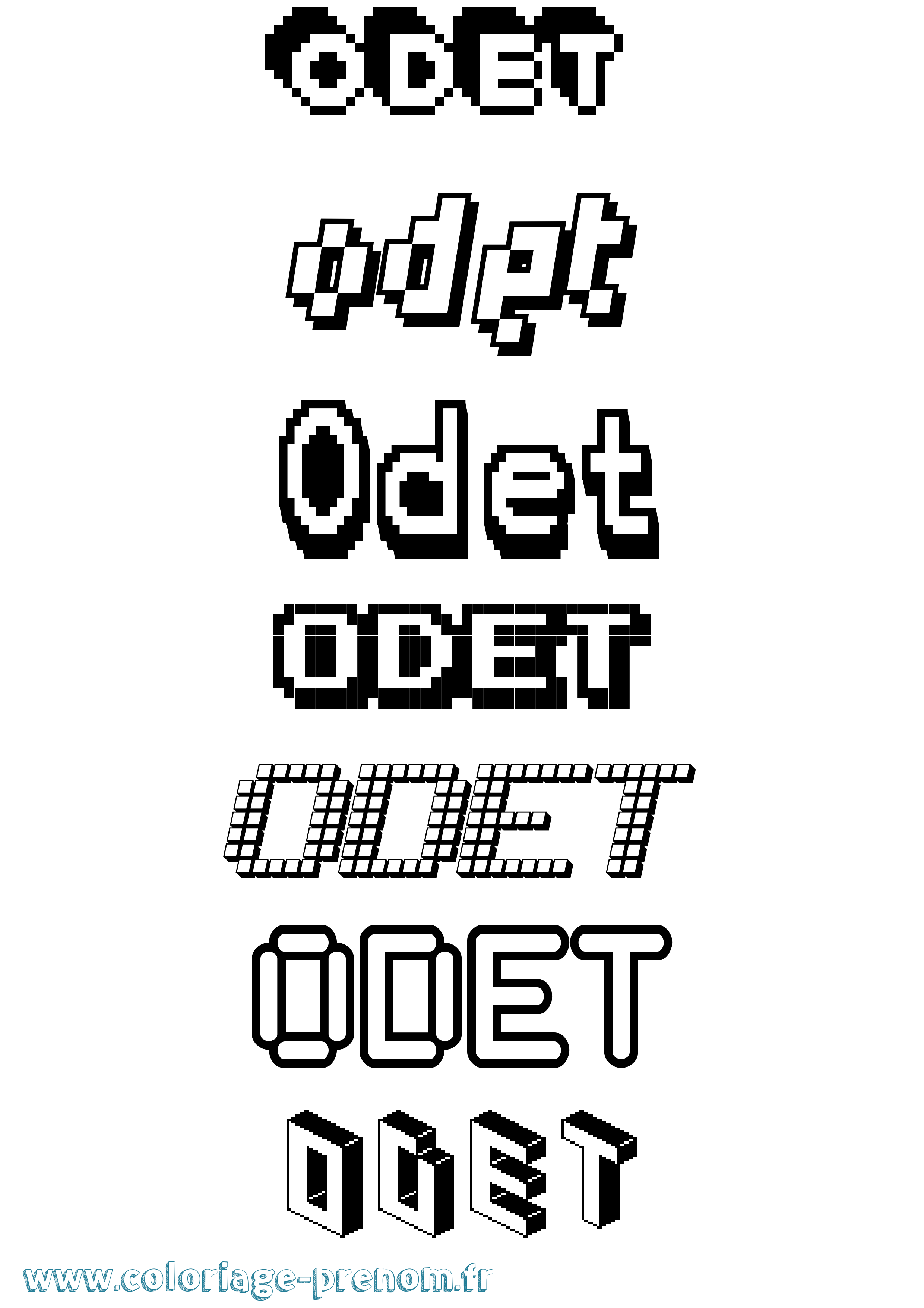 Coloriage Odet Pixel Coloriage prénom Odet Pixel