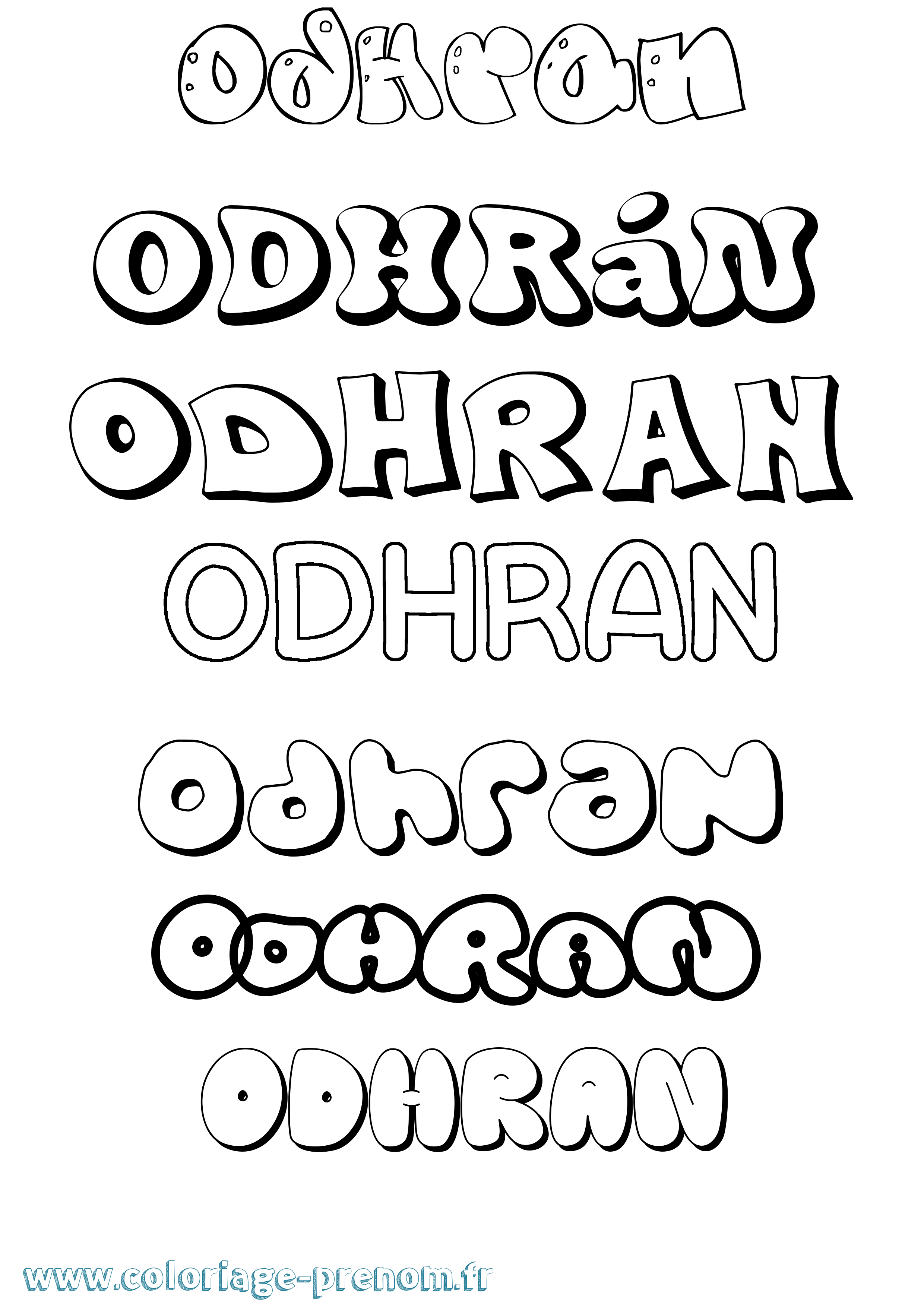 Coloriage Odhrán Bubble Coloriage prénom Odhrán Bubble