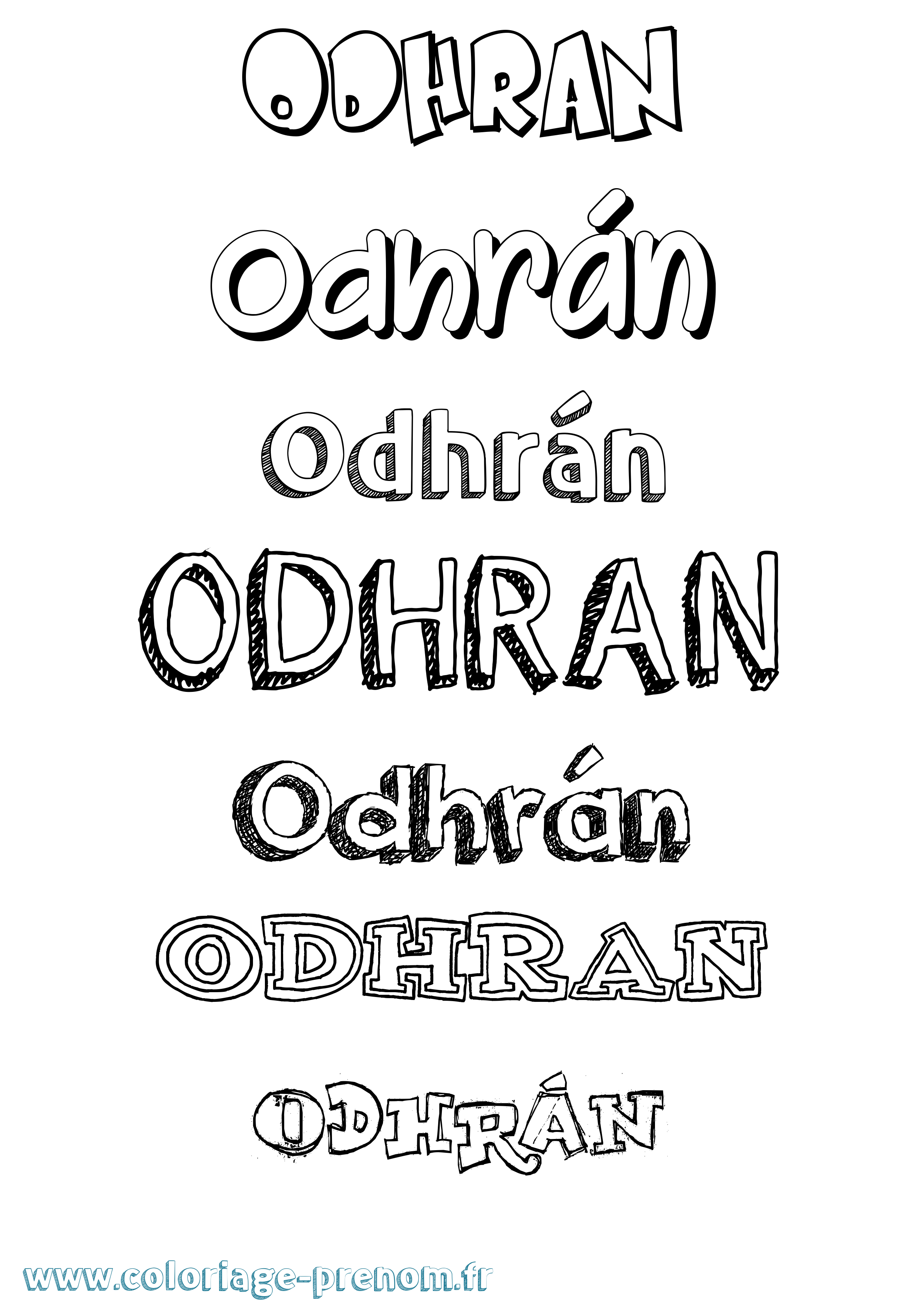 Coloriage Odhrán Dessiné Coloriage prénom Odhrán Dessiné