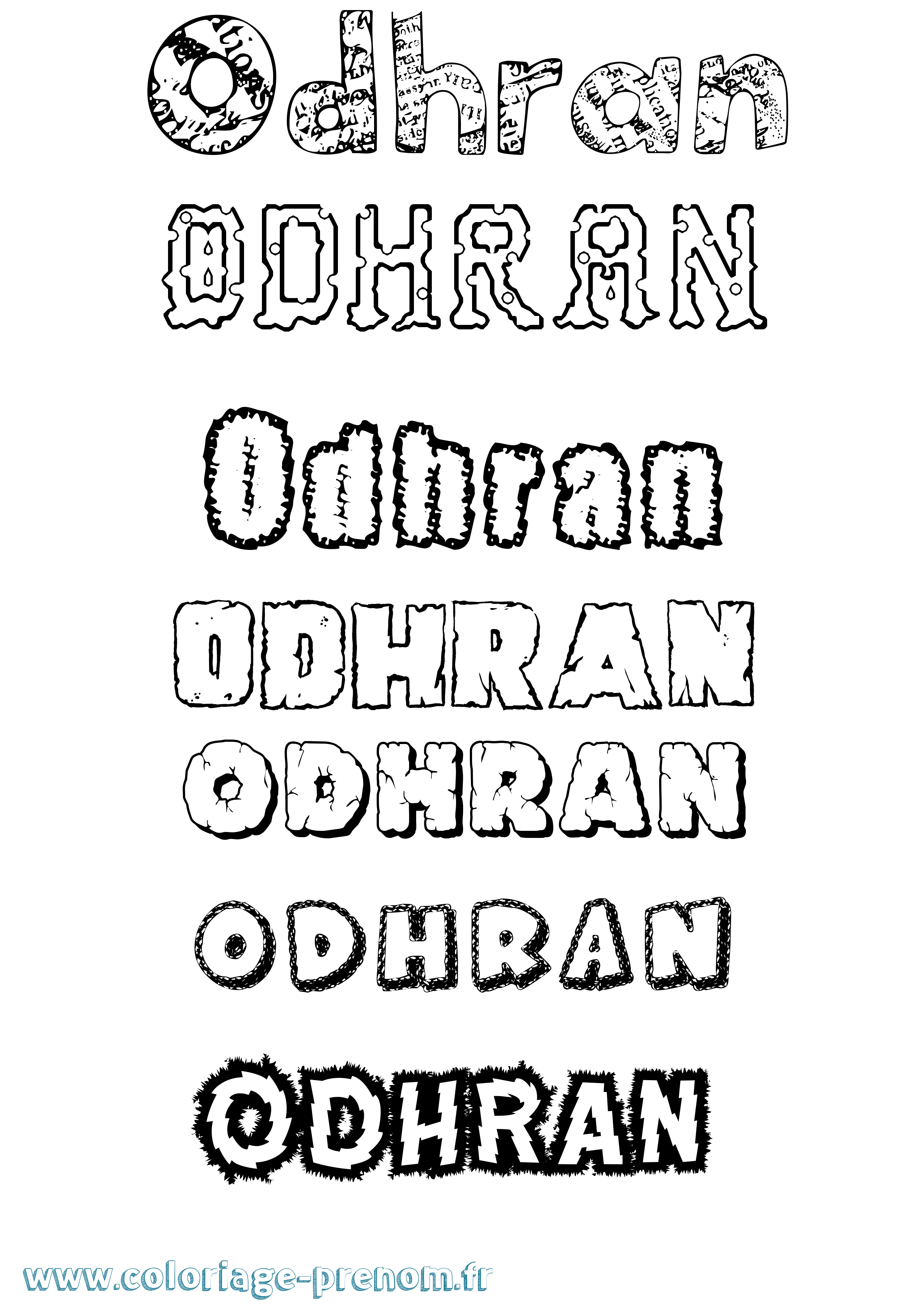 Coloriage Odhrán Destructuré Coloriage prénom Odhrán Destructuré