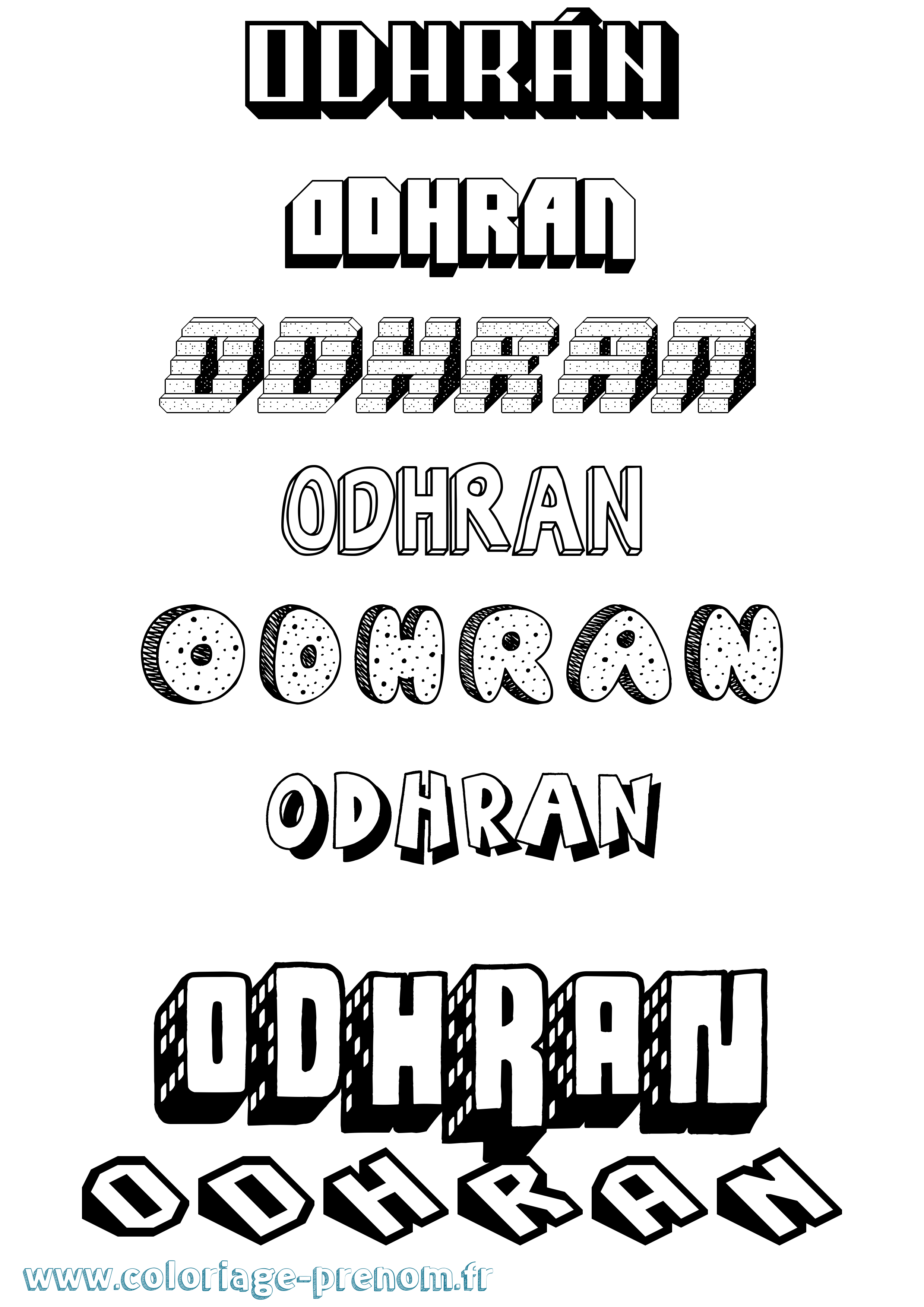 Coloriage Odhrán Effet 3D Coloriage prénom Odhrán Effet 3D