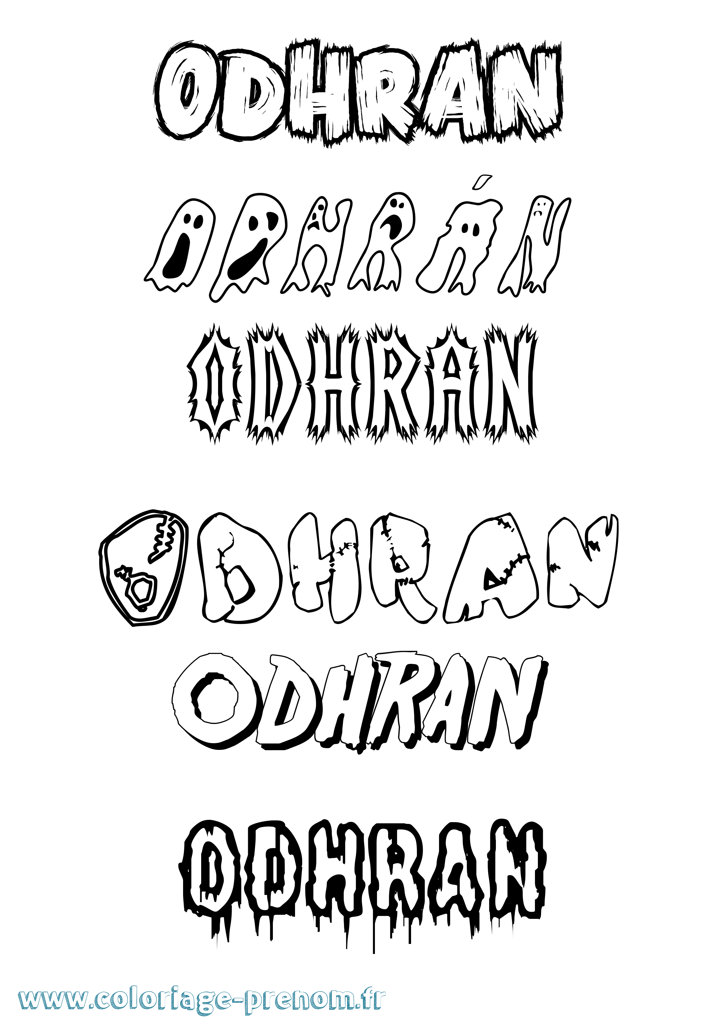 Coloriage Odhrán Frisson Coloriage prénom Odhrán Frisson
