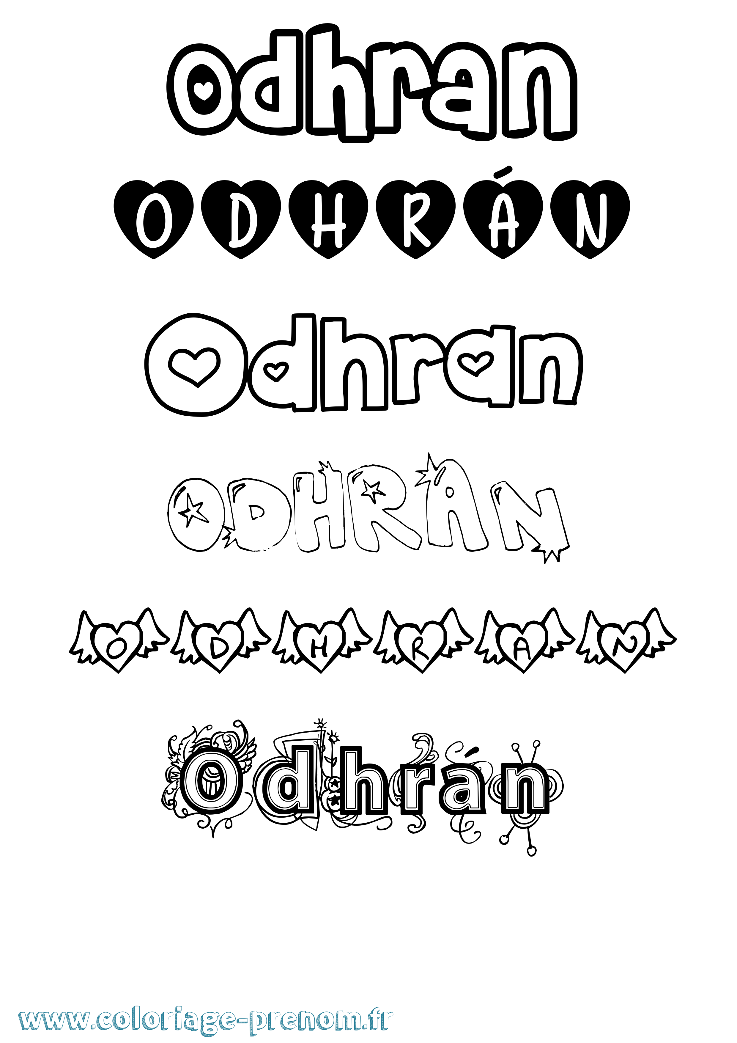 Coloriage Odhrán Girly Coloriage prénom Odhrán Girly
