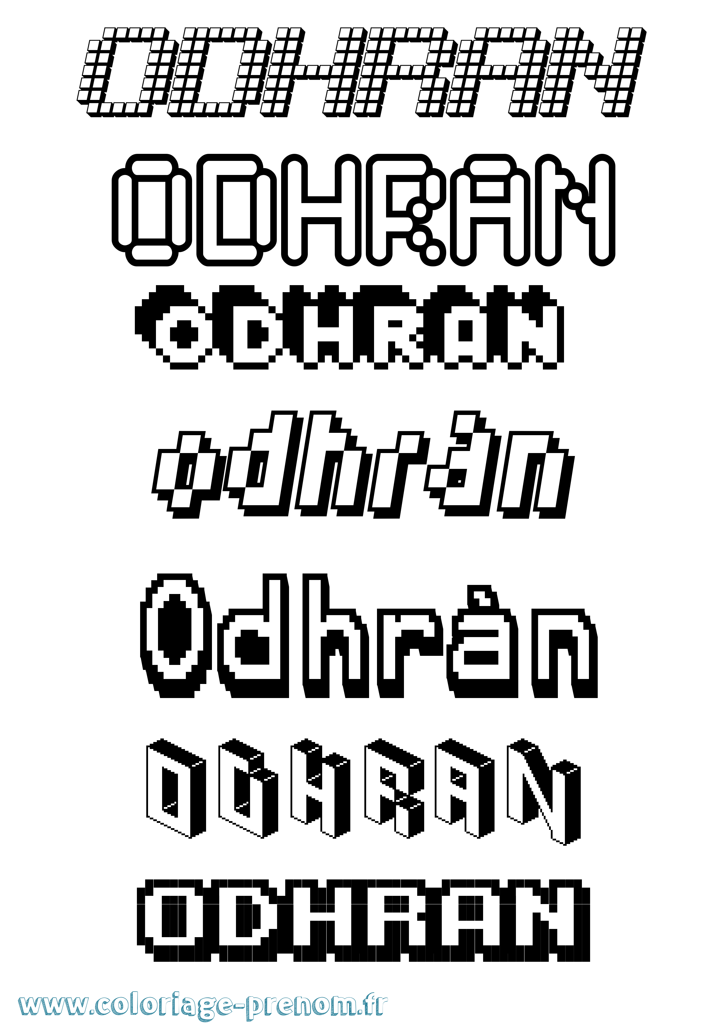 Coloriage Odhrán Pixel Coloriage prénom Odhrán Pixel