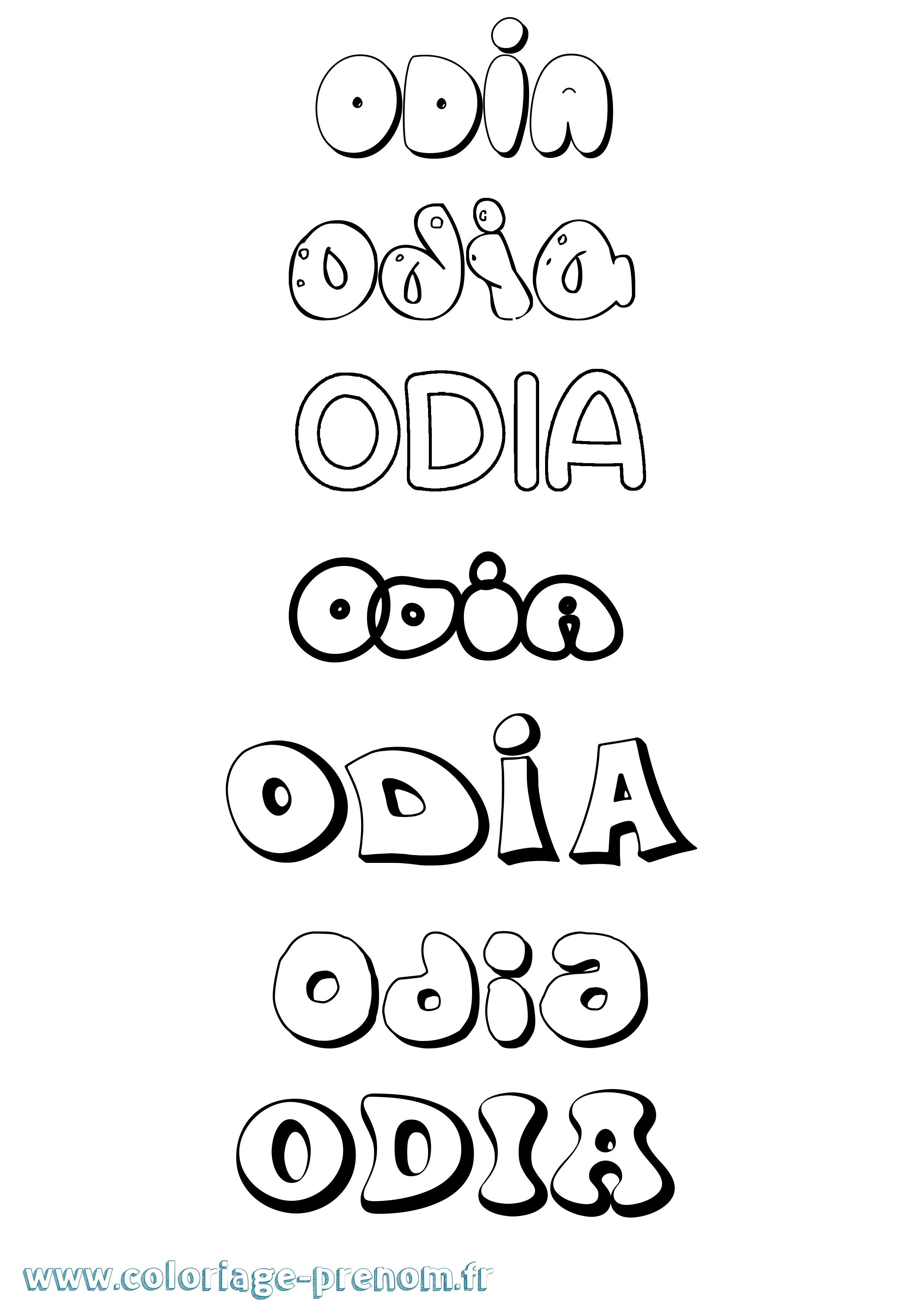 Coloriage Odia Bubble Coloriage prénom Odia Bubble