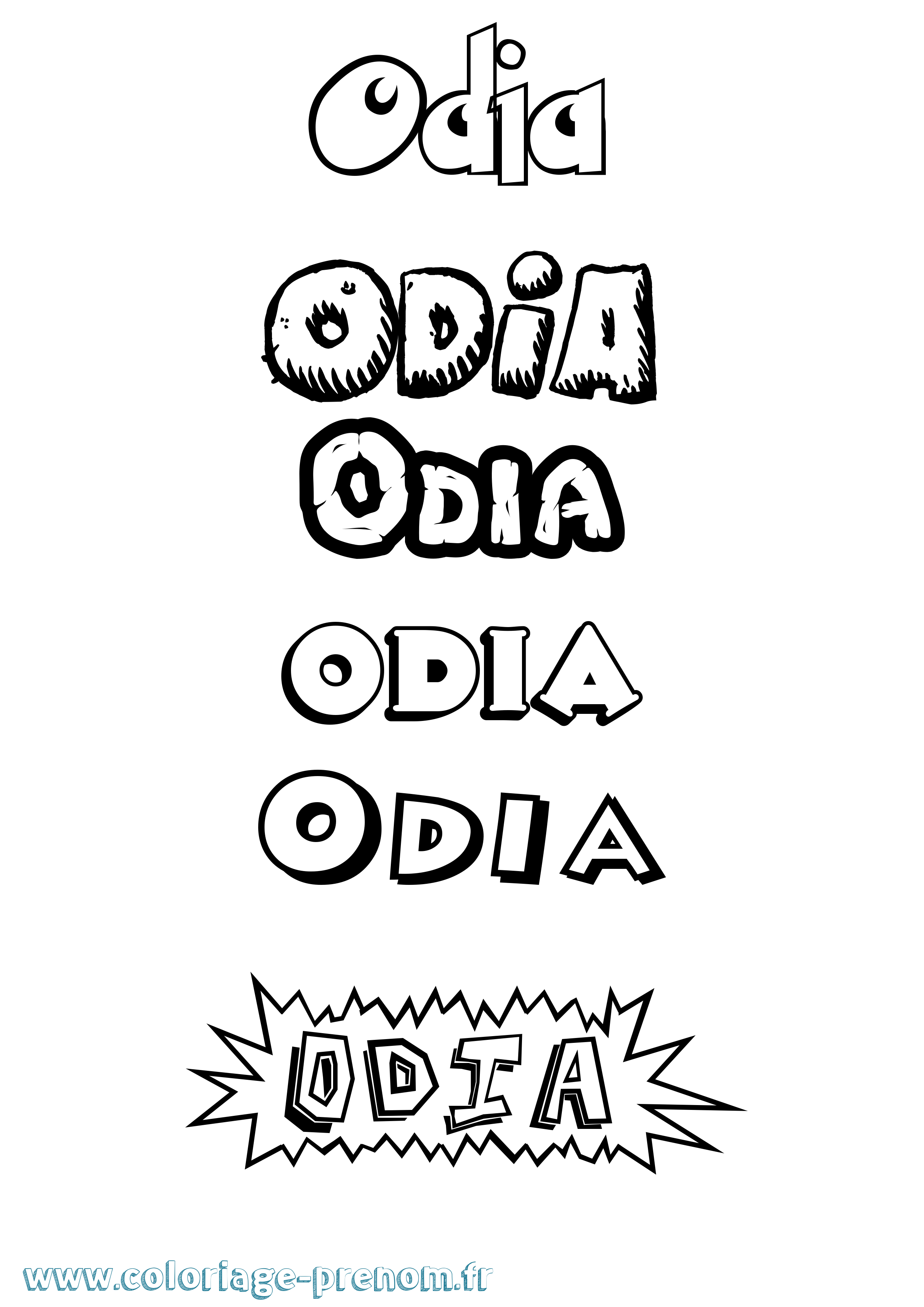 Coloriage Odia Dessin Animé Coloriage prénom Odia Dessin Animé