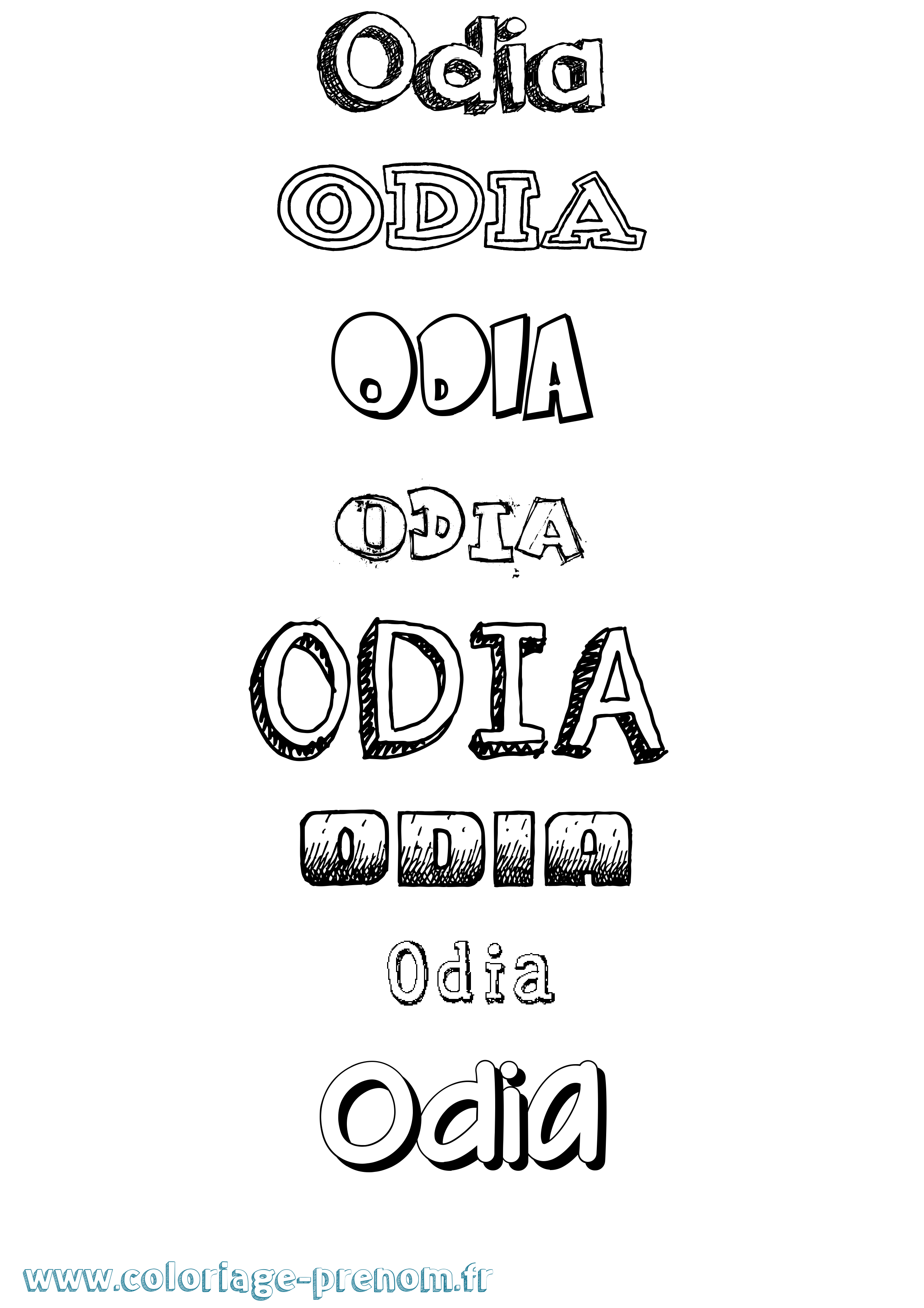 Coloriage Odia Dessiné Coloriage prénom Odia Dessiné