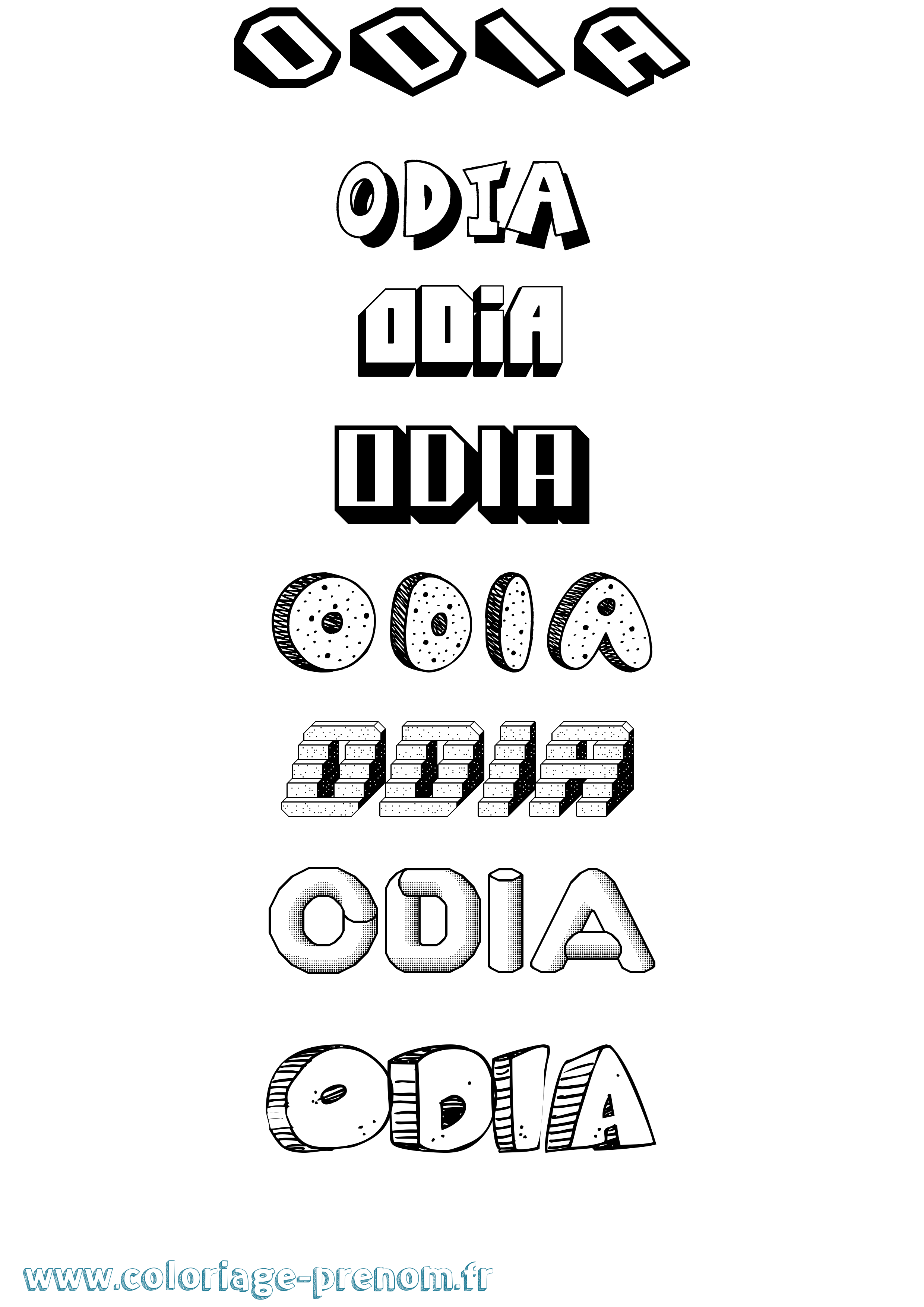 Coloriage Odia Effet 3D Coloriage prénom Odia Effet 3D