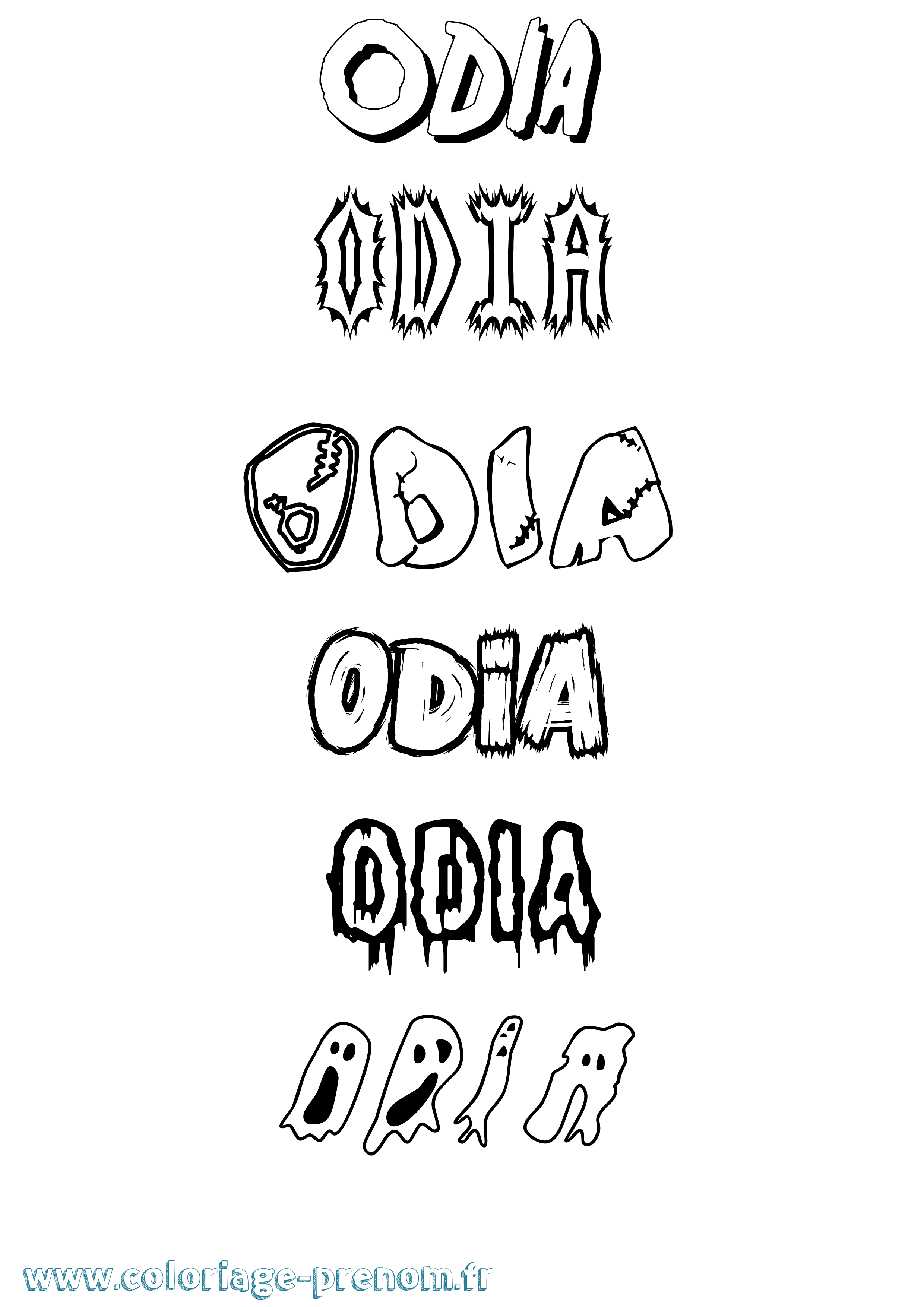 Coloriage Odia Frisson Coloriage prénom Odia Frisson