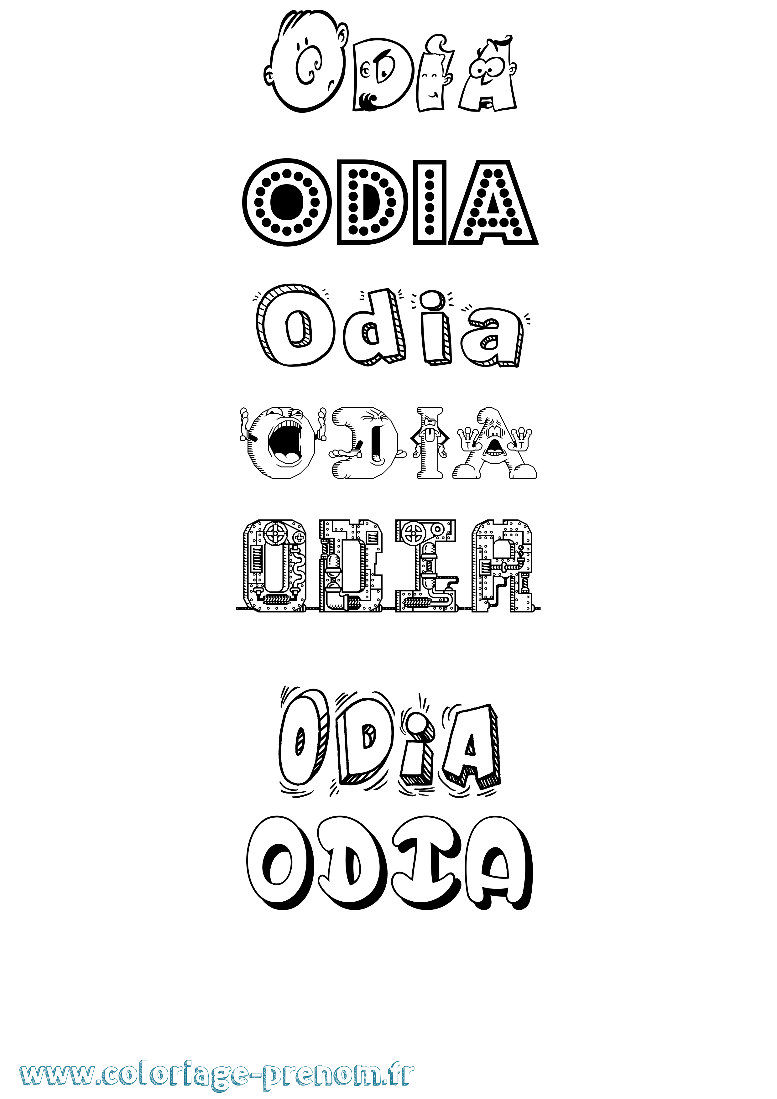 Coloriage Odia Fun Coloriage prénom Odia Fun