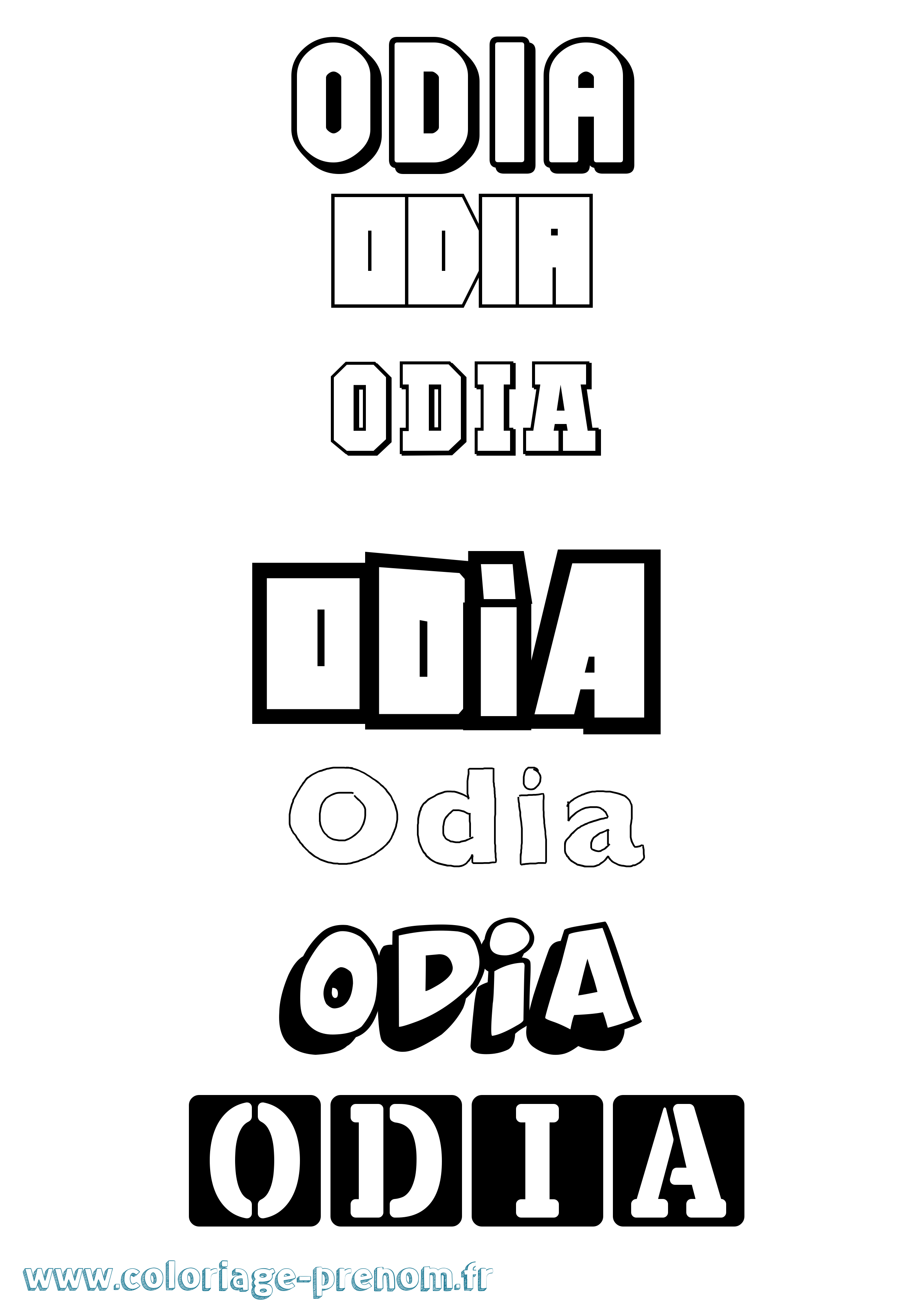 Coloriage Odia Simple Coloriage prénom Odia Simple