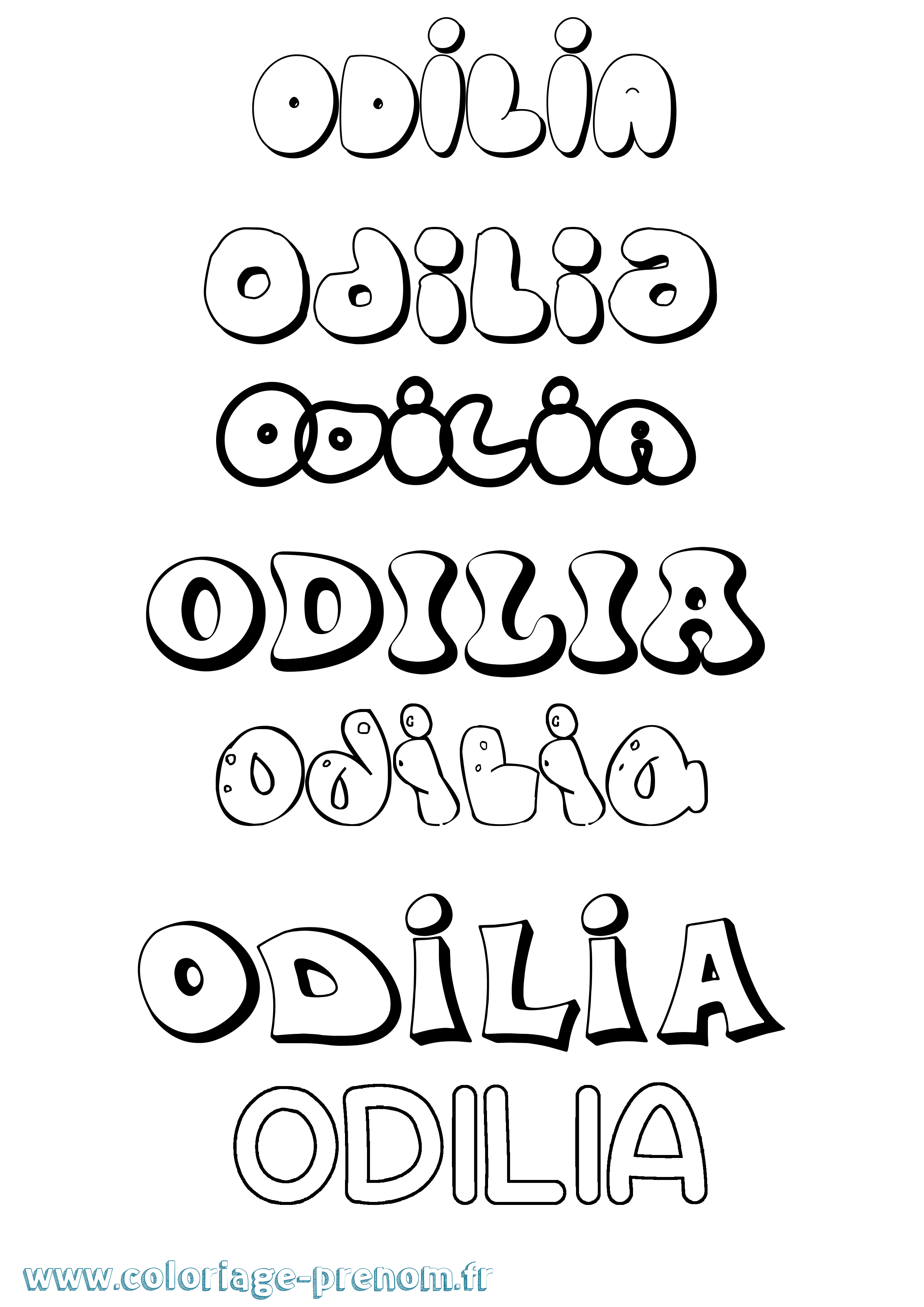 Coloriage Odilia Bubble Coloriage prénom Odilia Bubble