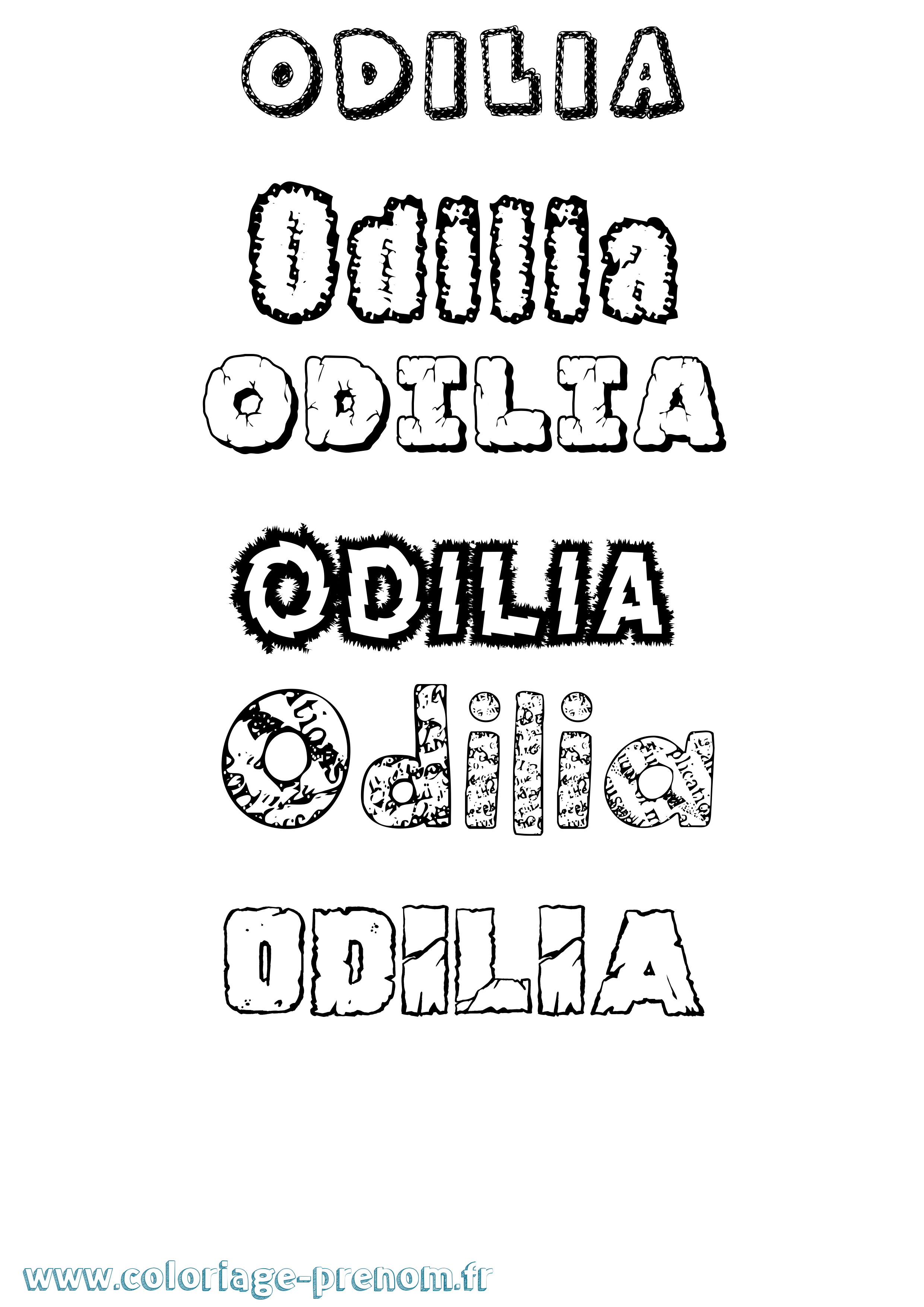 Coloriage Odilia Destructuré Coloriage prénom Odilia Destructuré