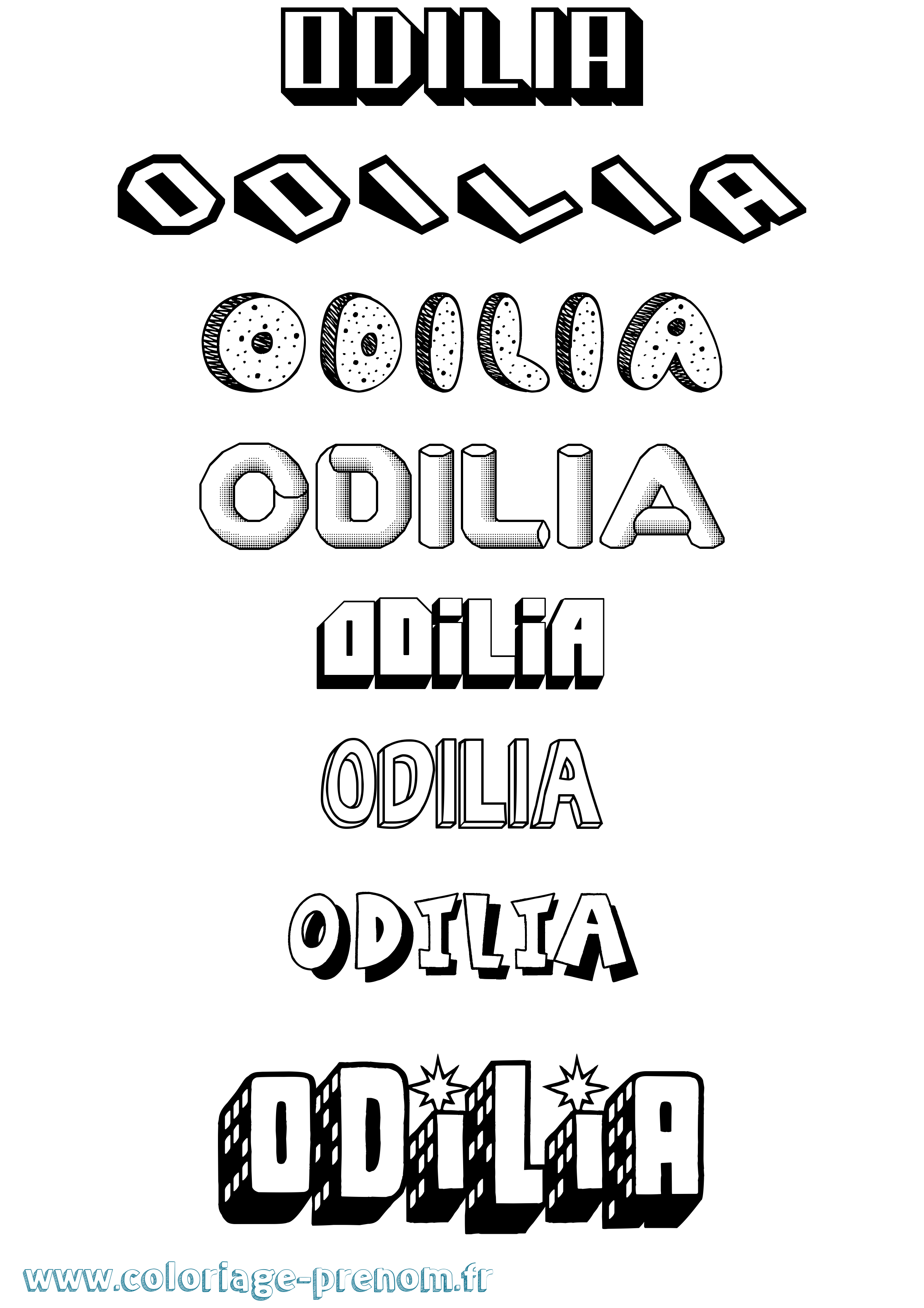 Coloriage Odilia Effet 3D Coloriage prénom Odilia Effet 3D