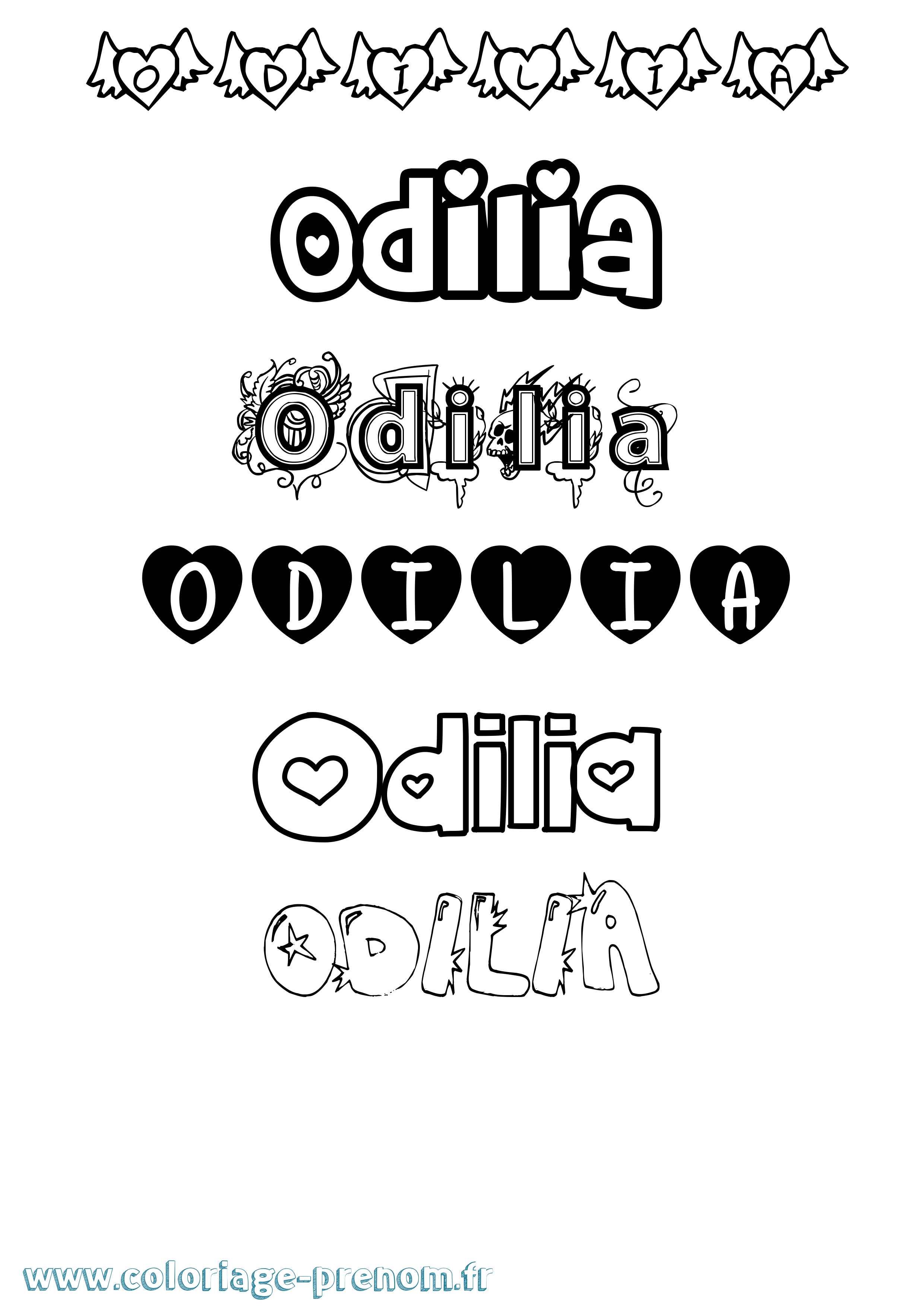 Coloriage Odilia Girly Coloriage prénom Odilia Girly