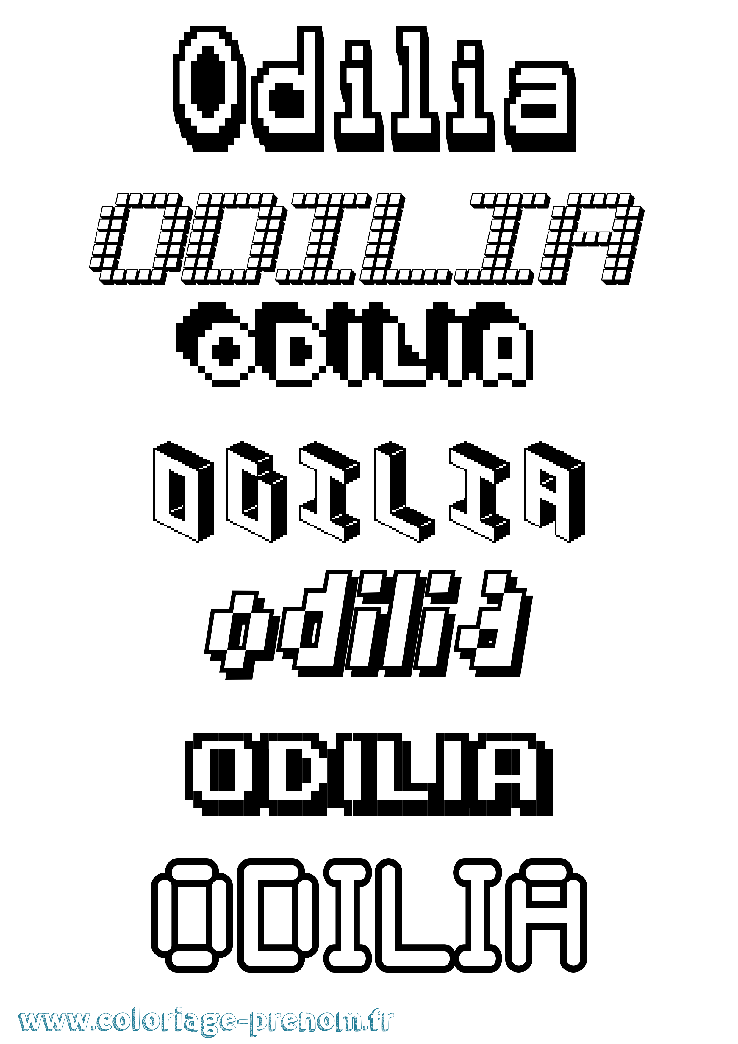 Coloriage Odilia Pixel Coloriage prénom Odilia Pixel