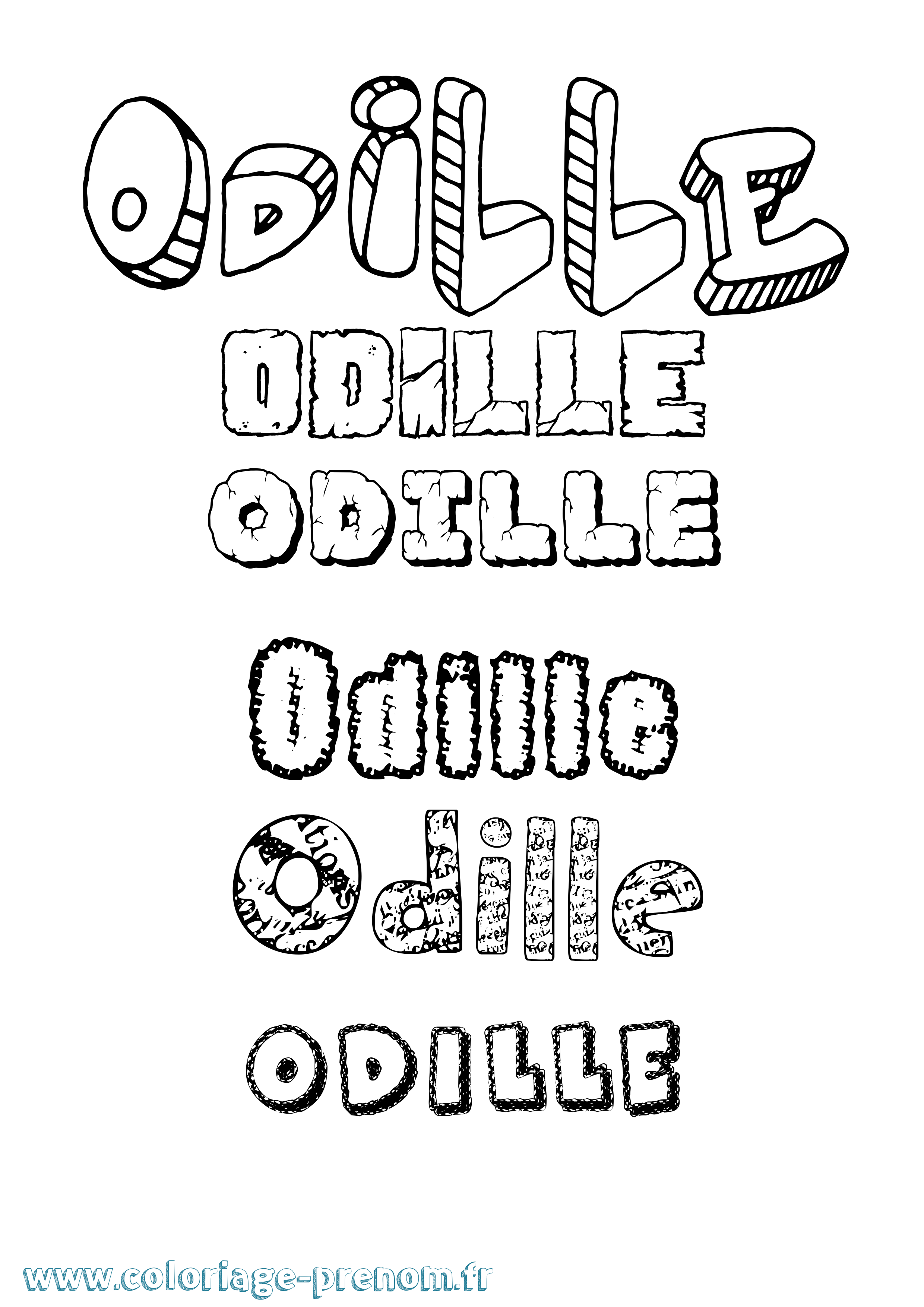 Coloriage Odille Destructuré Coloriage prénom Odille Destructuré