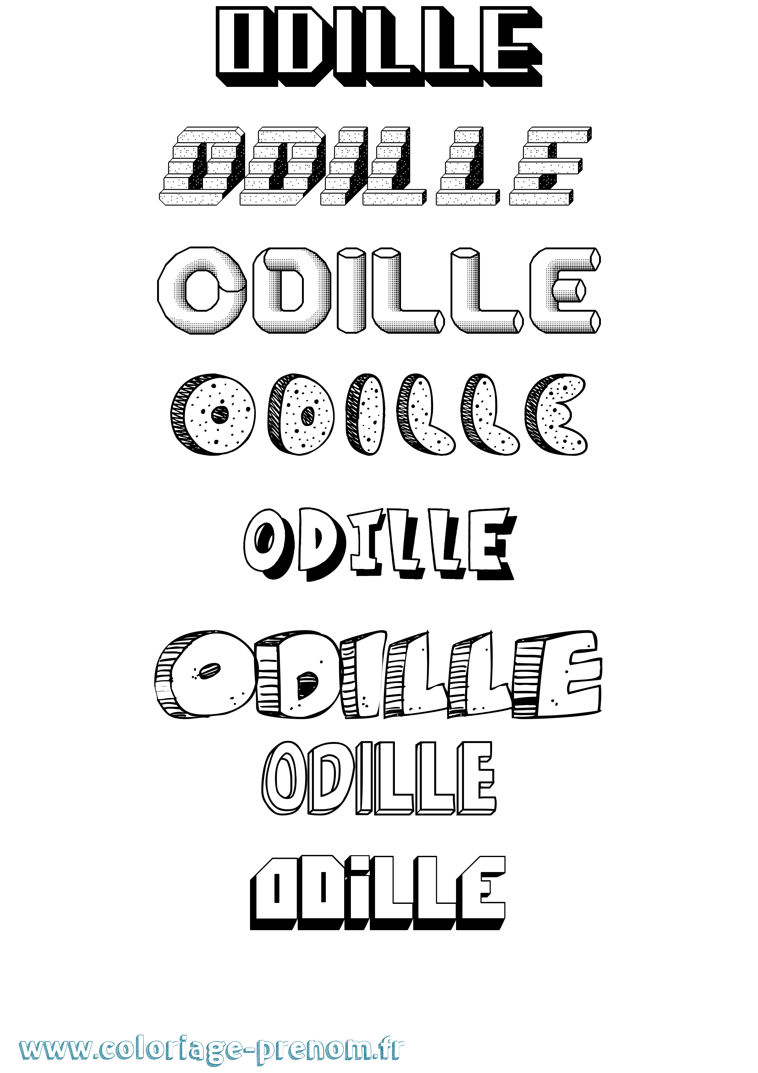 Coloriage Odille Effet 3D Coloriage prénom Odille Effet 3D