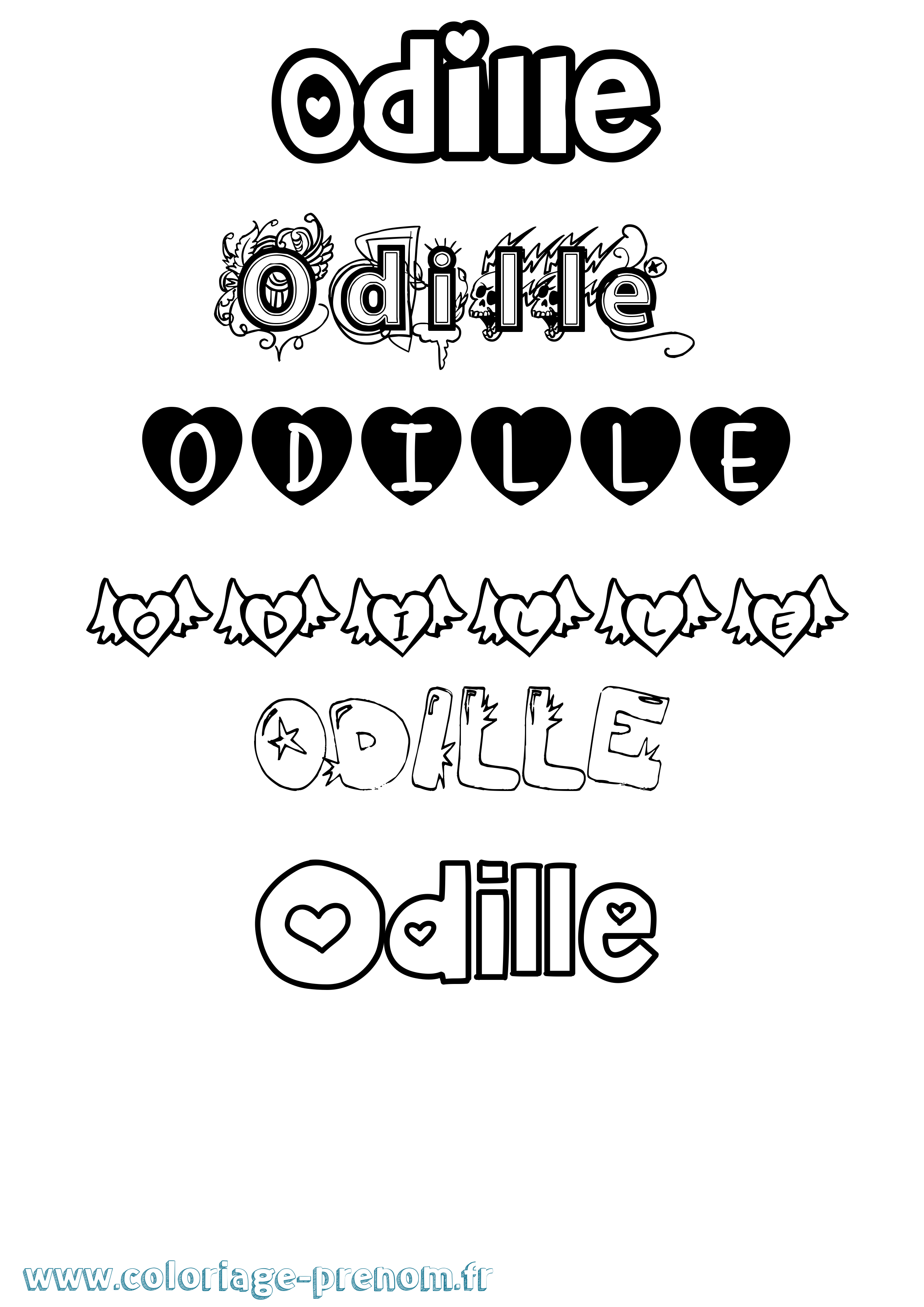 Coloriage Odille Girly Coloriage prénom Odille Girly
