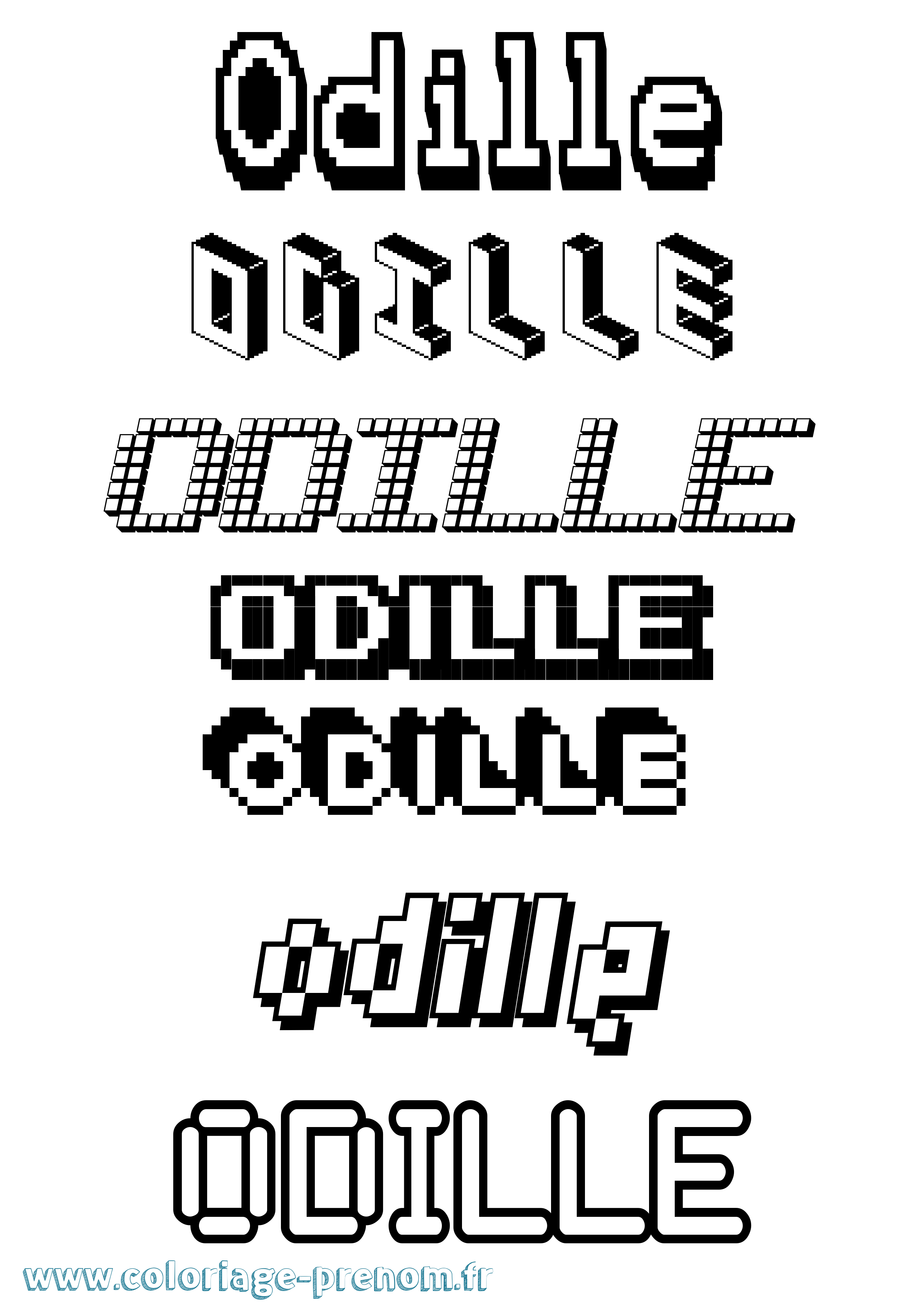 Coloriage Odille Pixel Coloriage prénom Odille Pixel