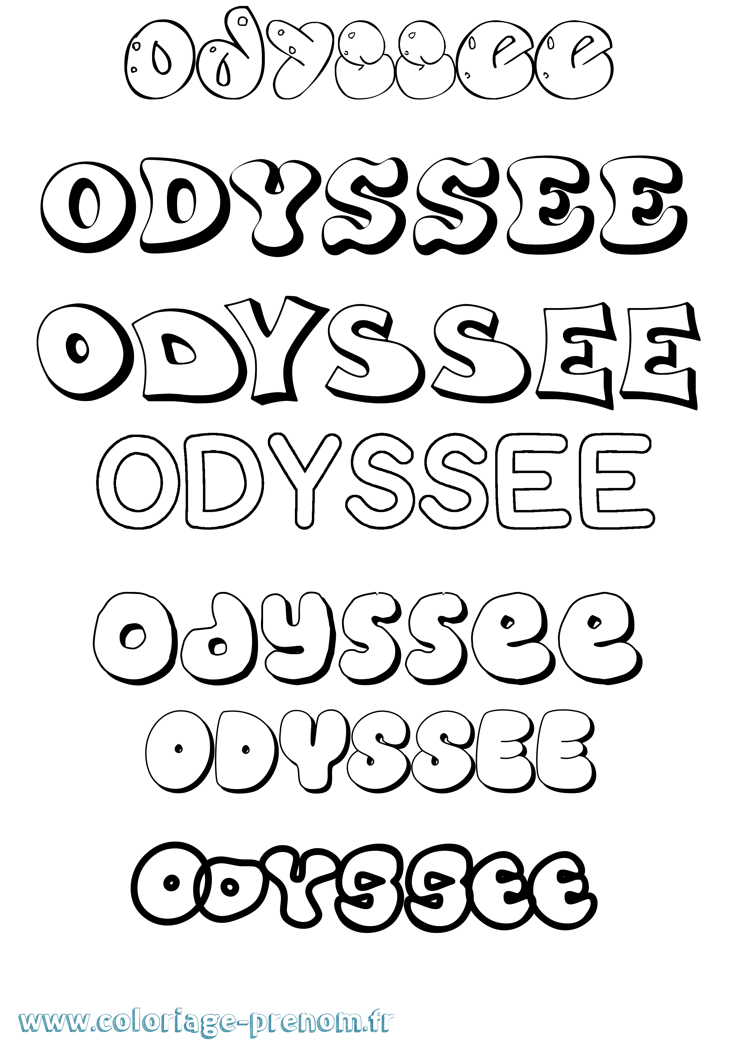 Coloriage Odyssee Bubble Coloriage prénom Odyssee Bubble