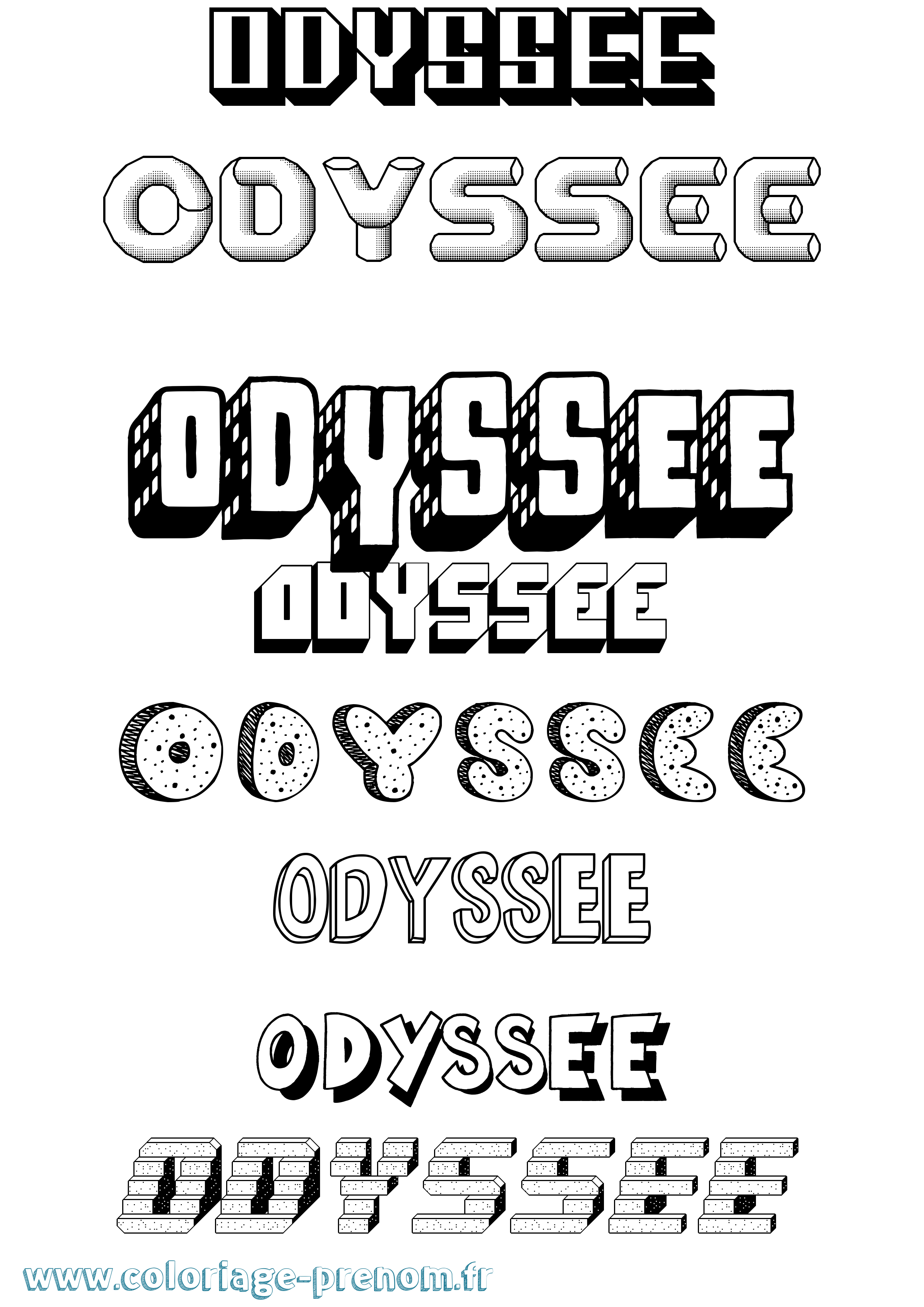 Coloriage Odyssee Effet 3D Coloriage prénom Odyssee Effet 3D
