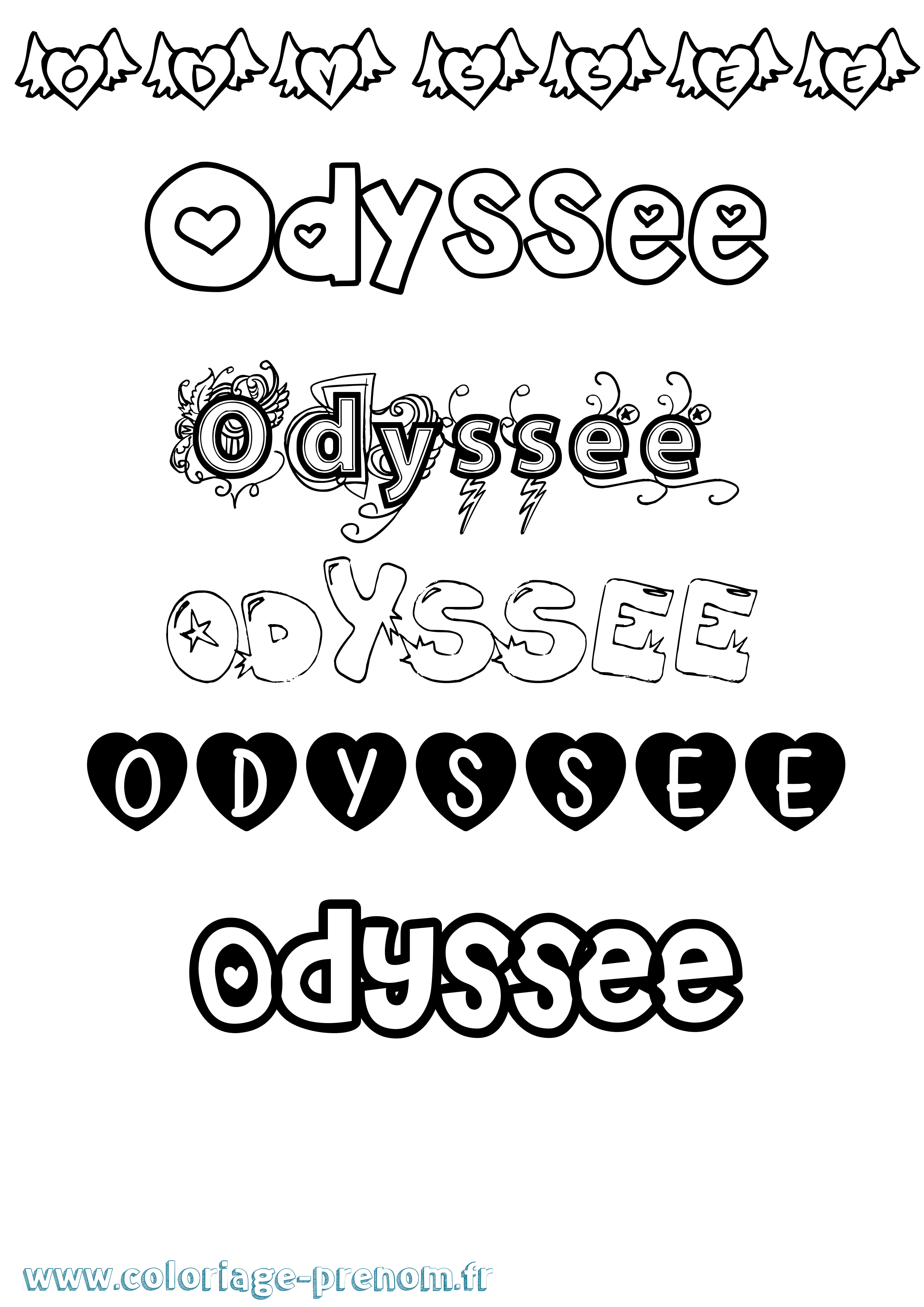 Coloriage Odyssee Girly Coloriage prénom Odyssee Girly