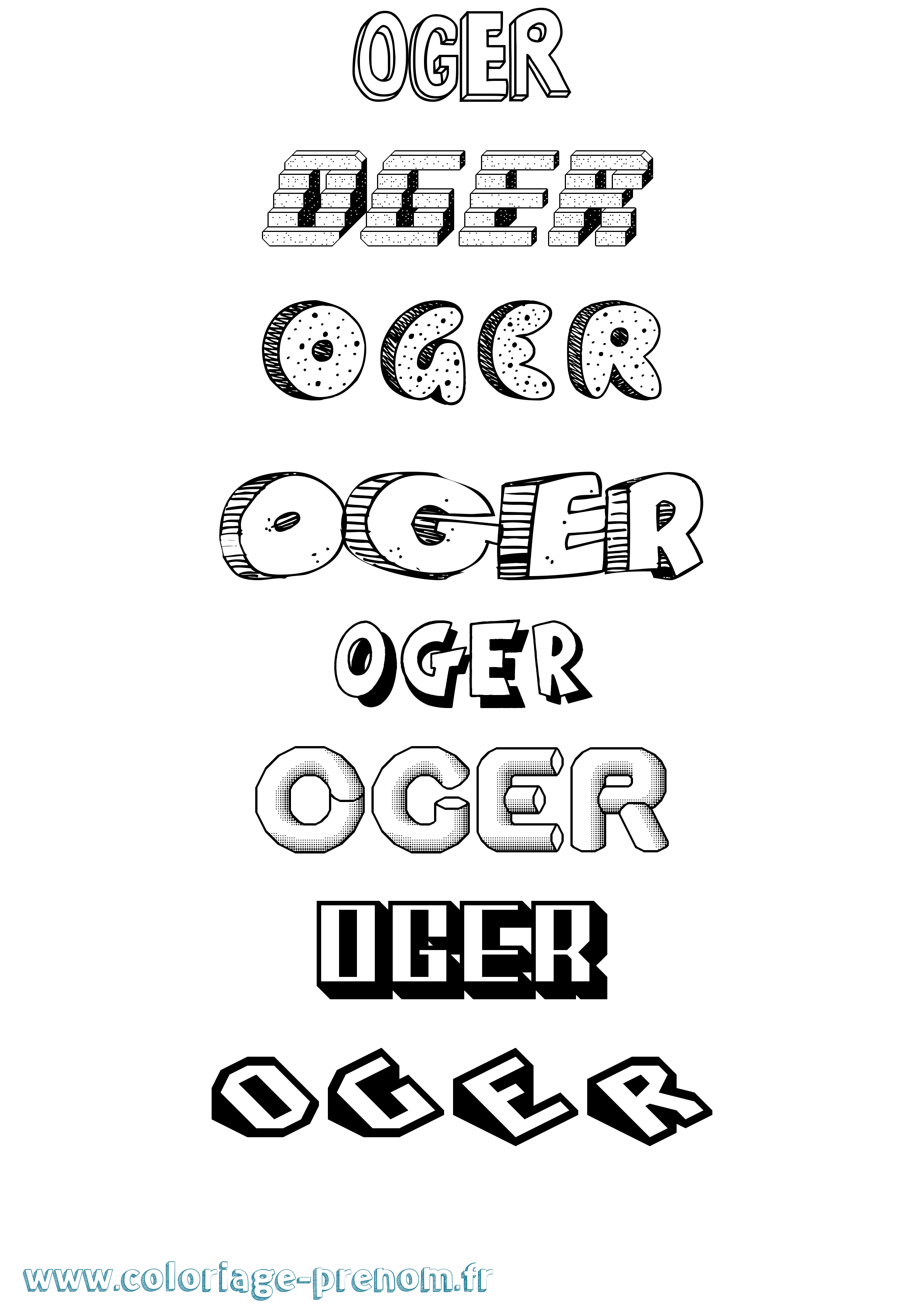 Coloriage Oger Effet 3D Coloriage prénom Oger Effet 3D