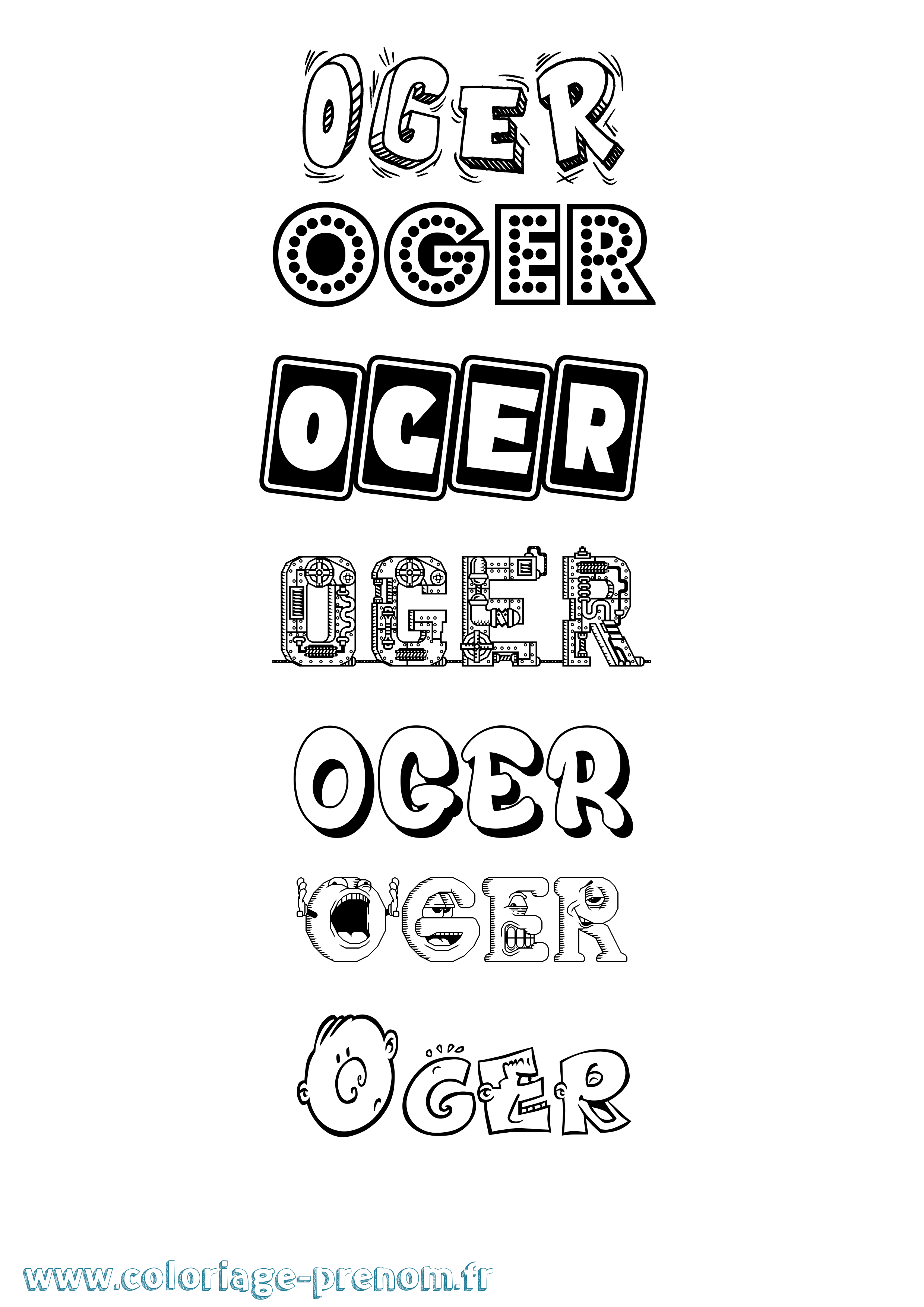 Coloriage Oger Fun Coloriage prénom Oger Fun