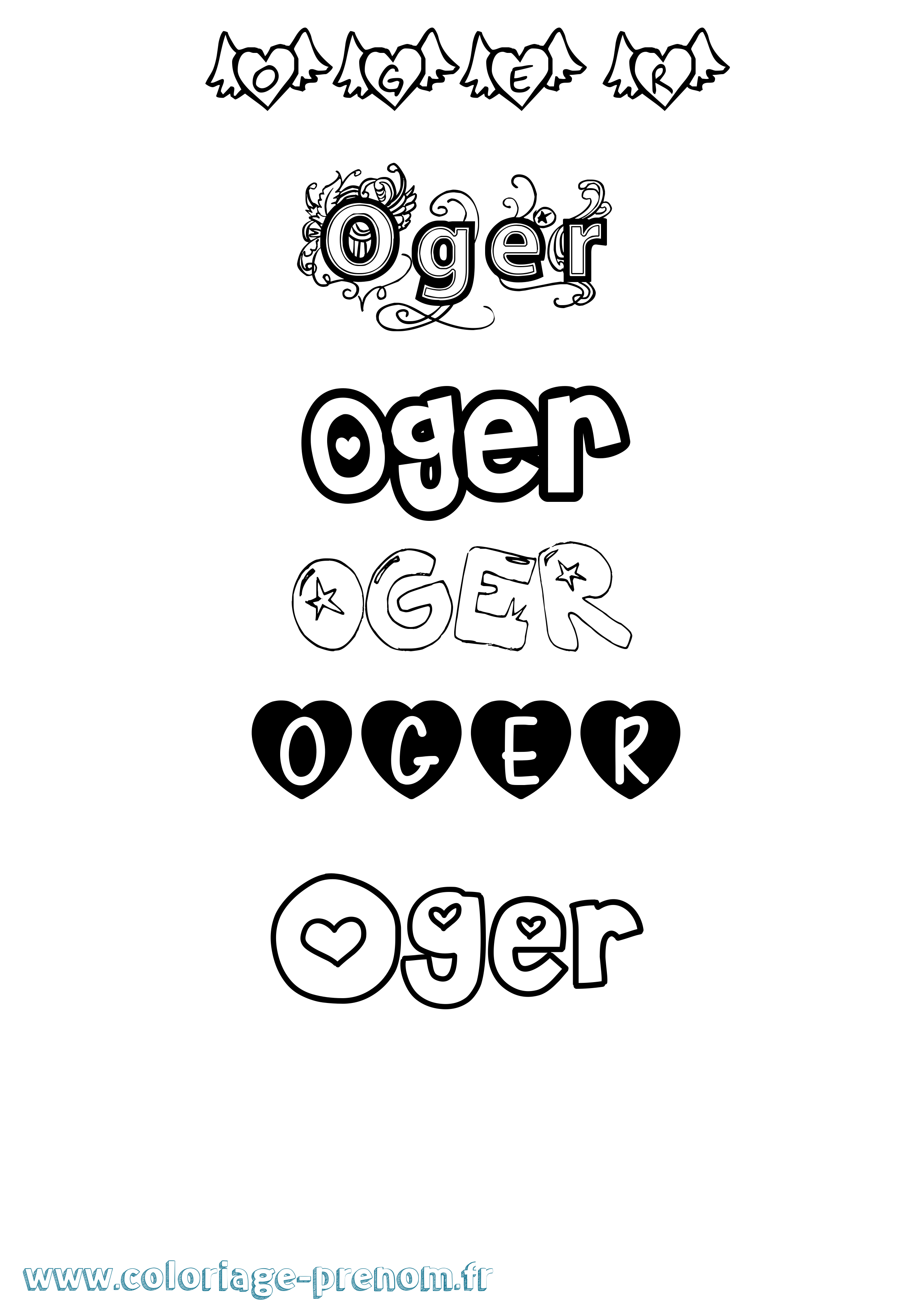 Coloriage Oger Girly Coloriage prénom Oger Girly