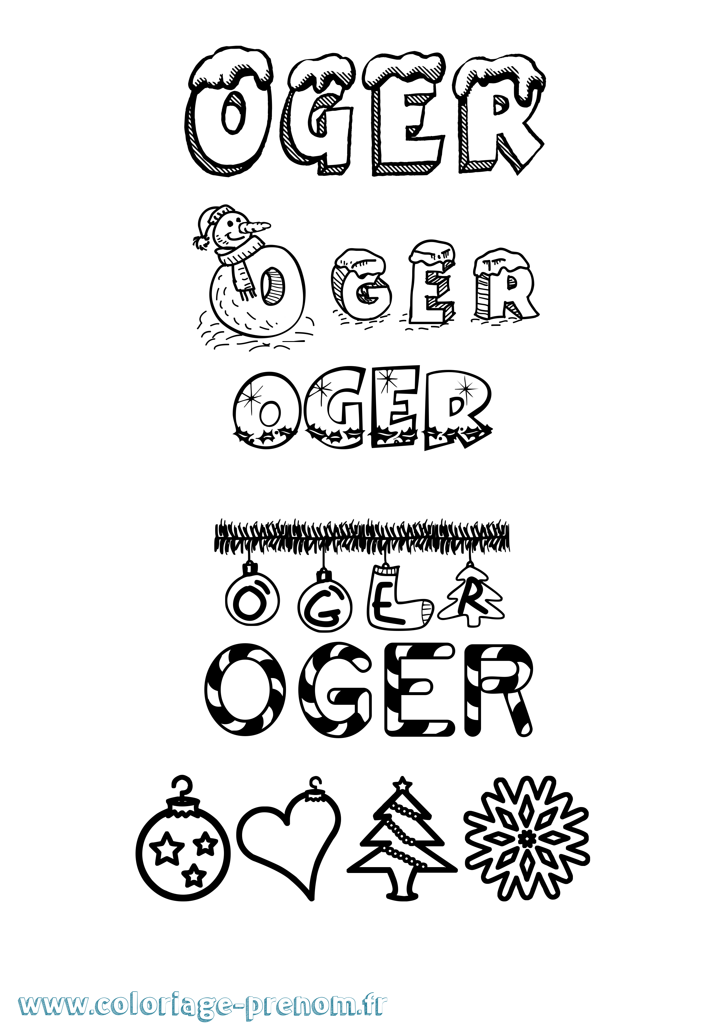 Coloriage Oger Noël Coloriage prénom Oger Noël