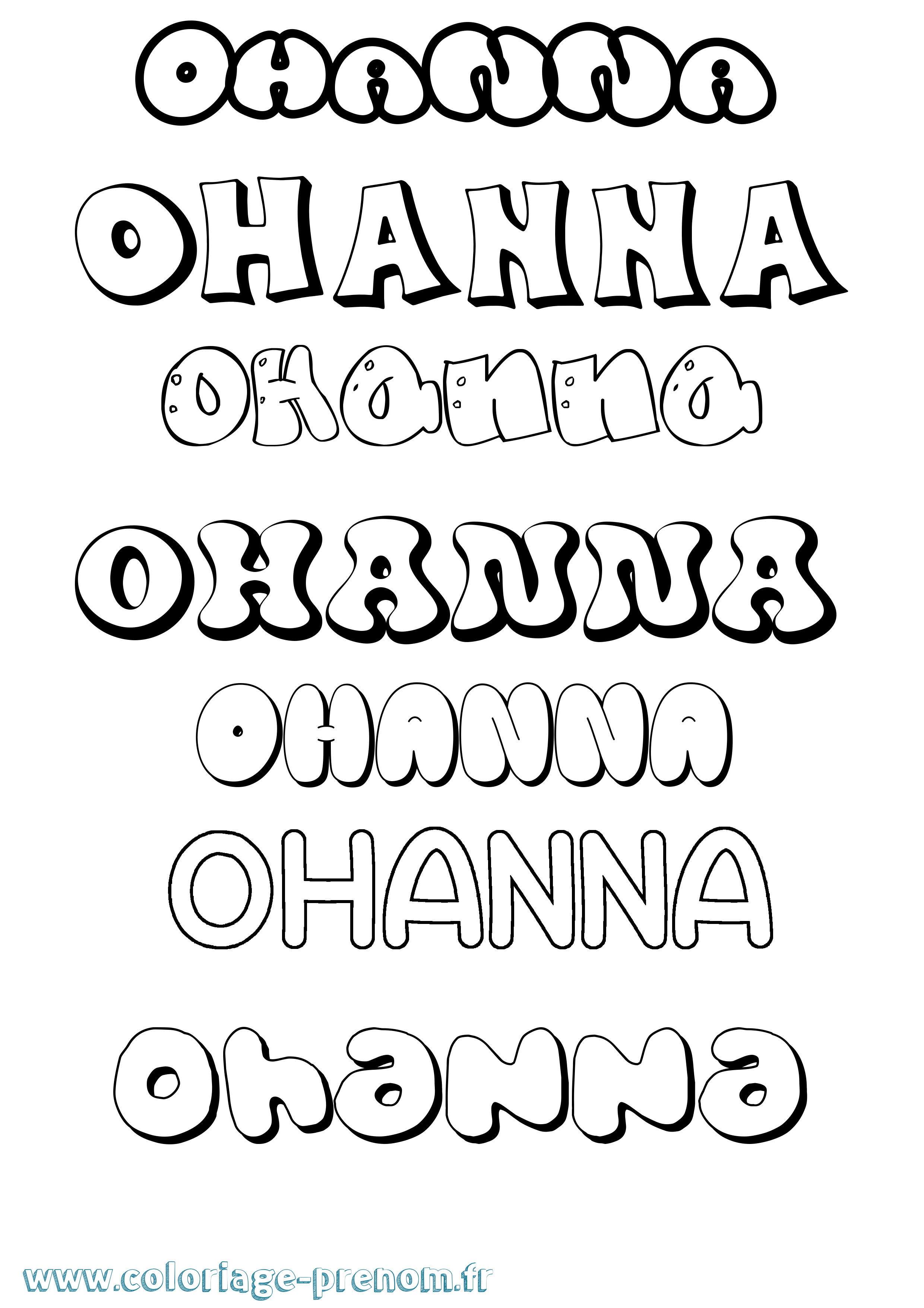 Coloriage Ohanna Bubble Coloriage prénom Ohanna Bubble