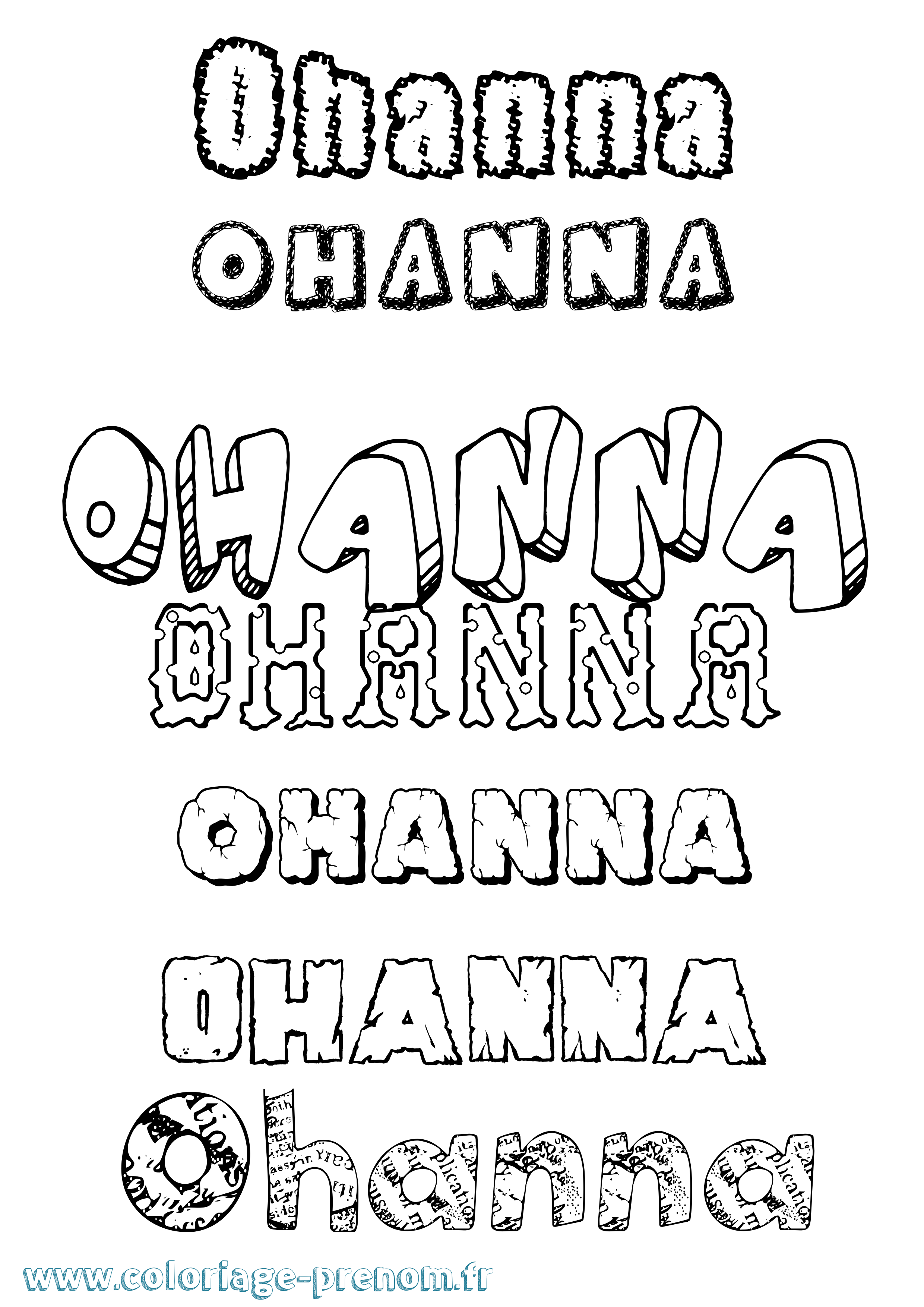 Coloriage Ohanna Destructuré Coloriage prénom Ohanna Destructuré
