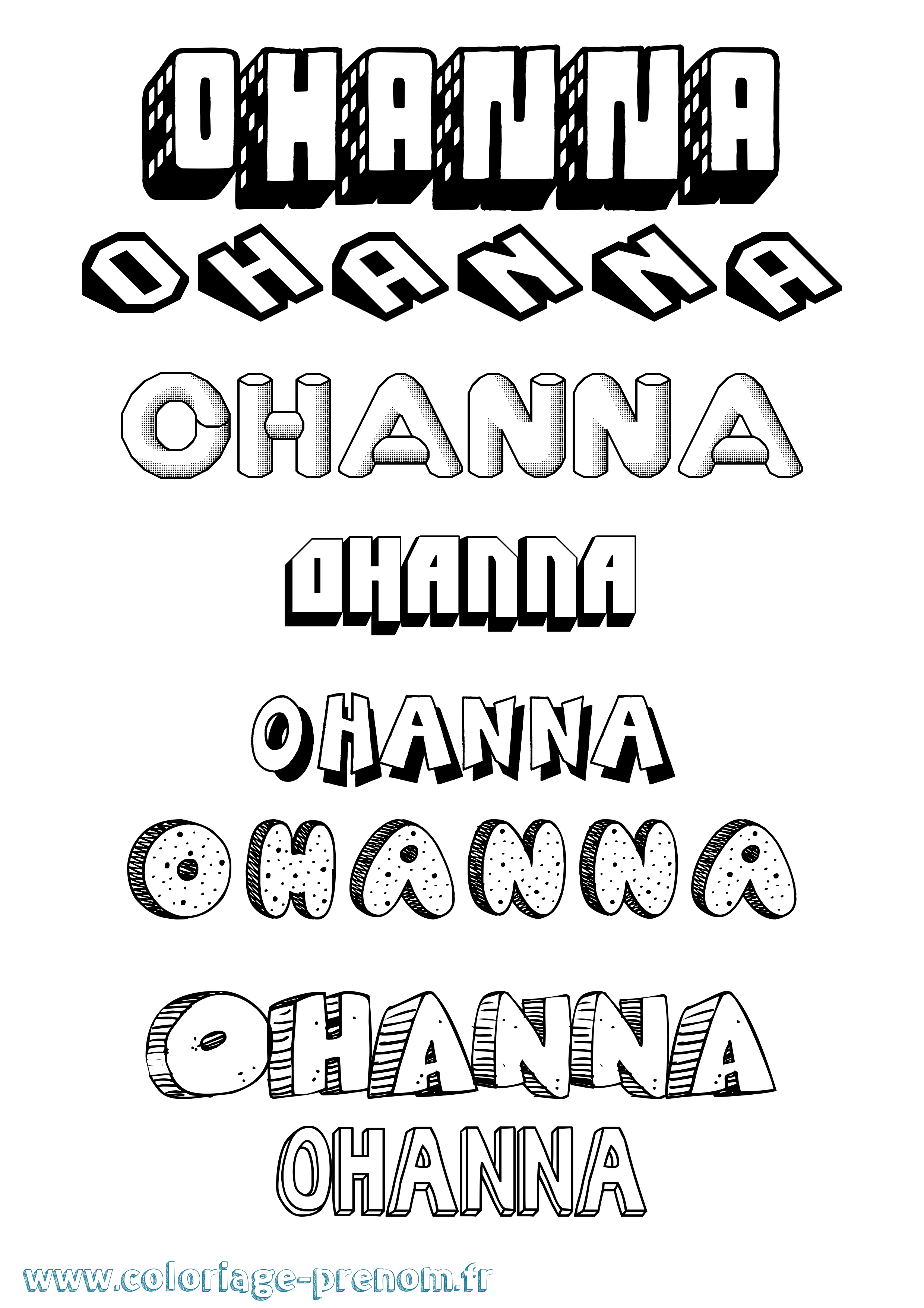 Coloriage Ohanna Effet 3D Coloriage prénom Ohanna Effet 3D