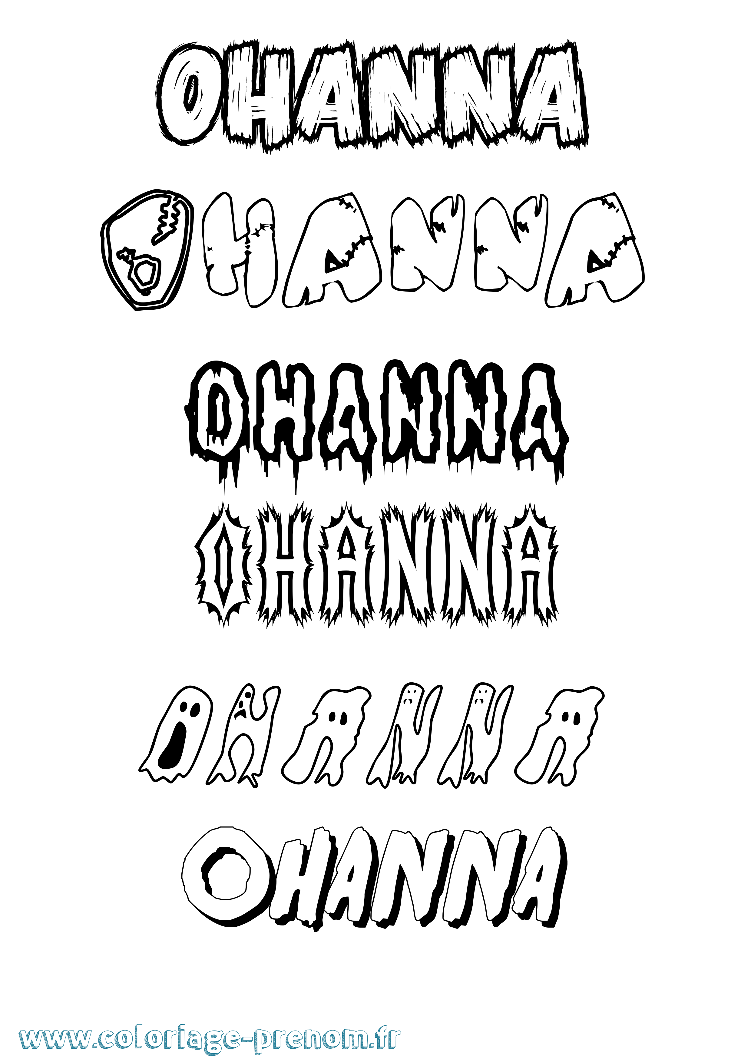 Coloriage Ohanna Frisson Coloriage prénom Ohanna Frisson