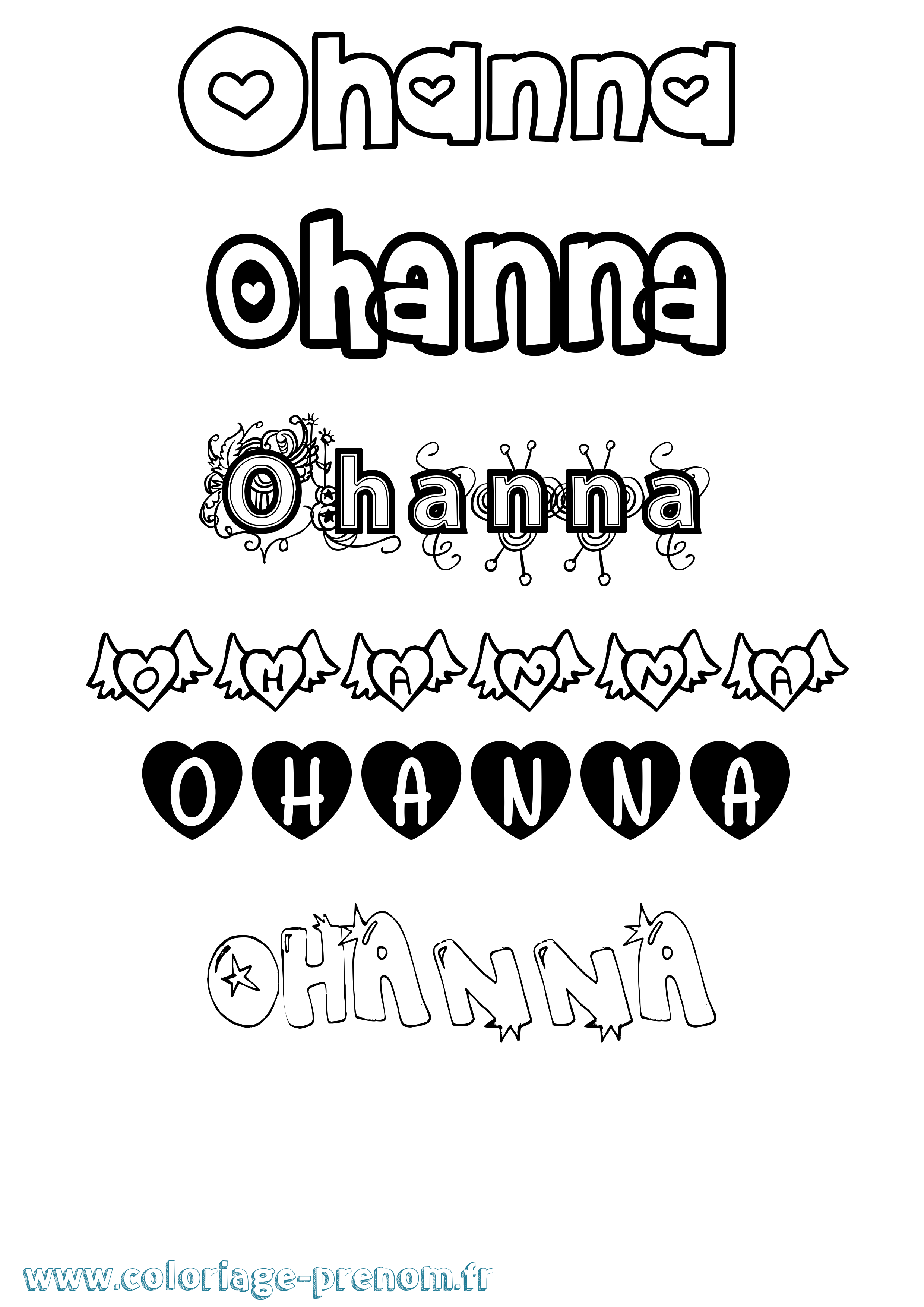 Coloriage Ohanna Girly Coloriage prénom Ohanna Girly