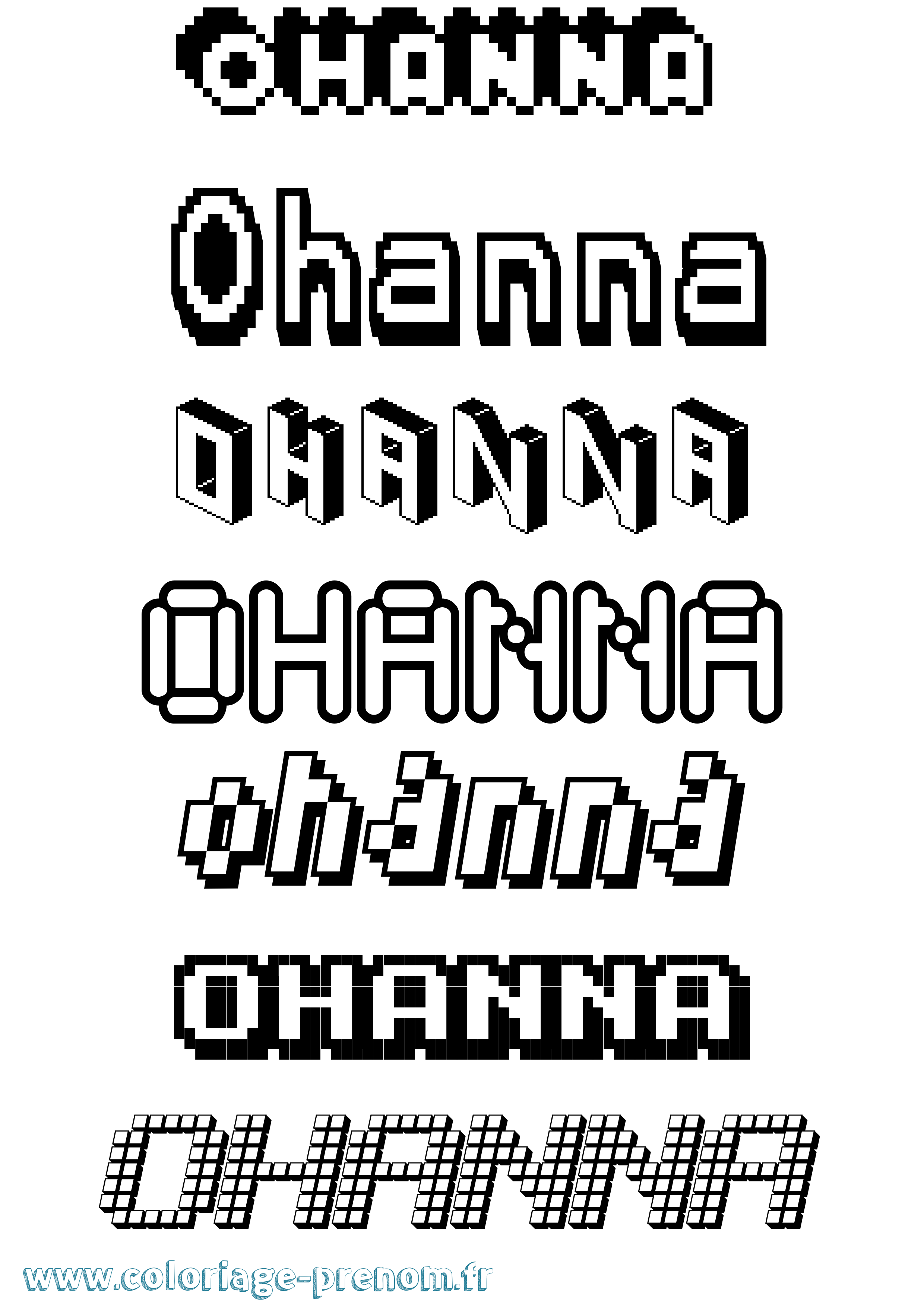 Coloriage Ohanna Pixel Coloriage prénom Ohanna Pixel