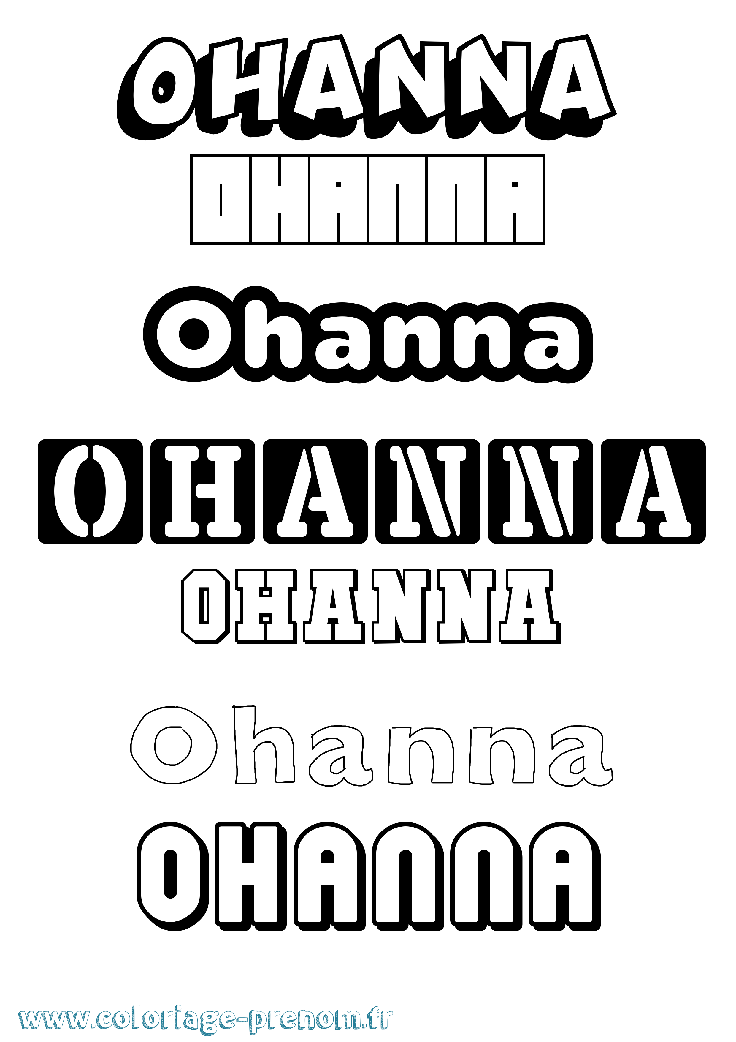 Coloriage Ohanna Simple Coloriage prénom Ohanna Simple