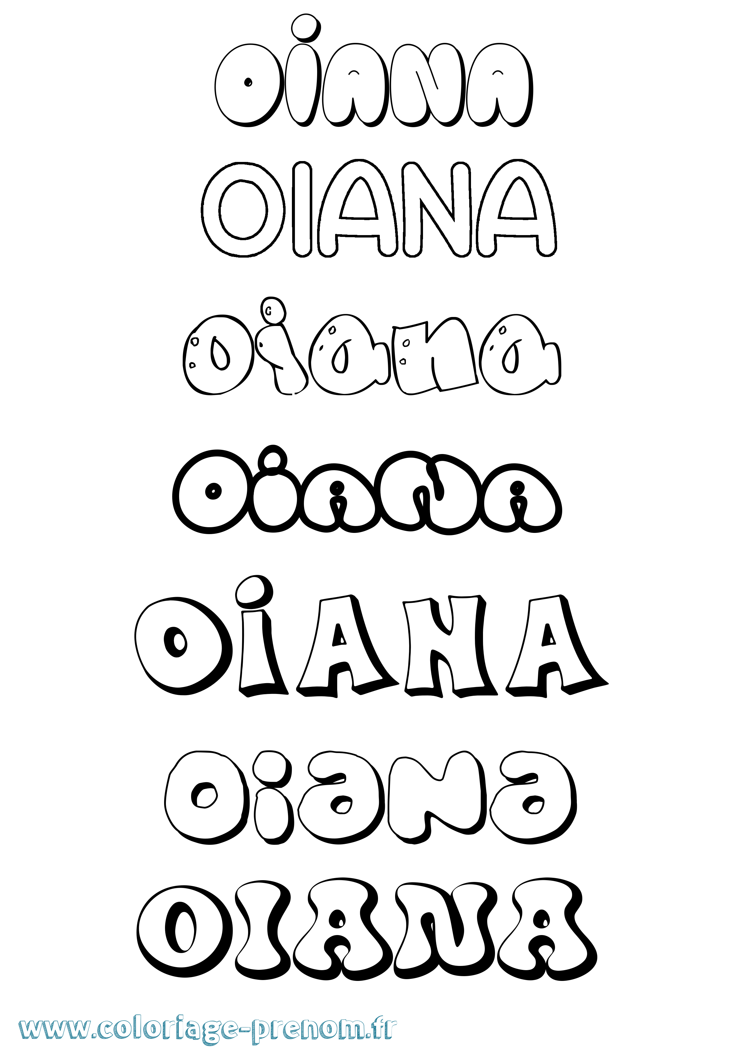 Coloriage Oiana Bubble Coloriage prénom Oiana Bubble