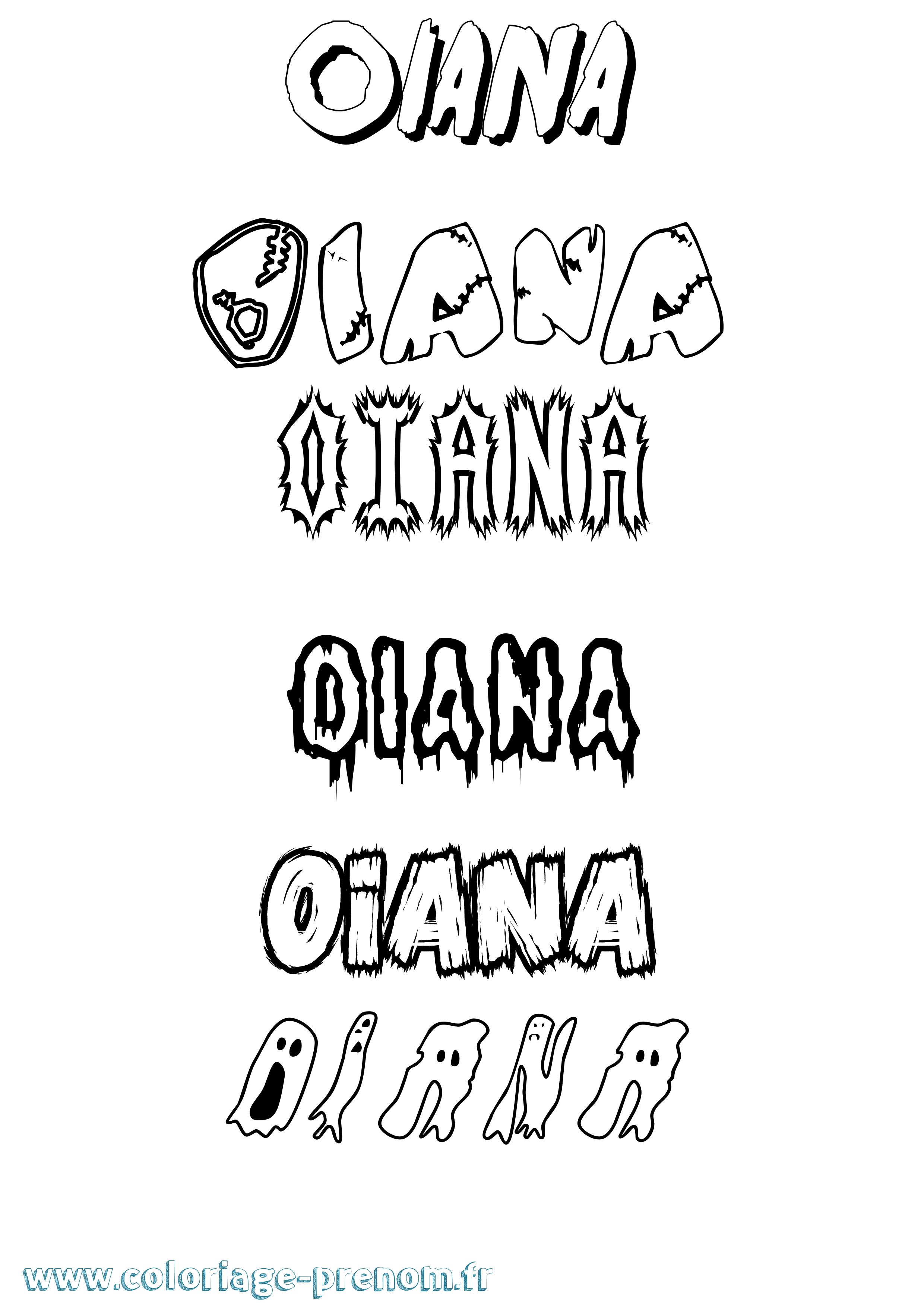 Coloriage Oiana Frisson Coloriage prénom Oiana Frisson