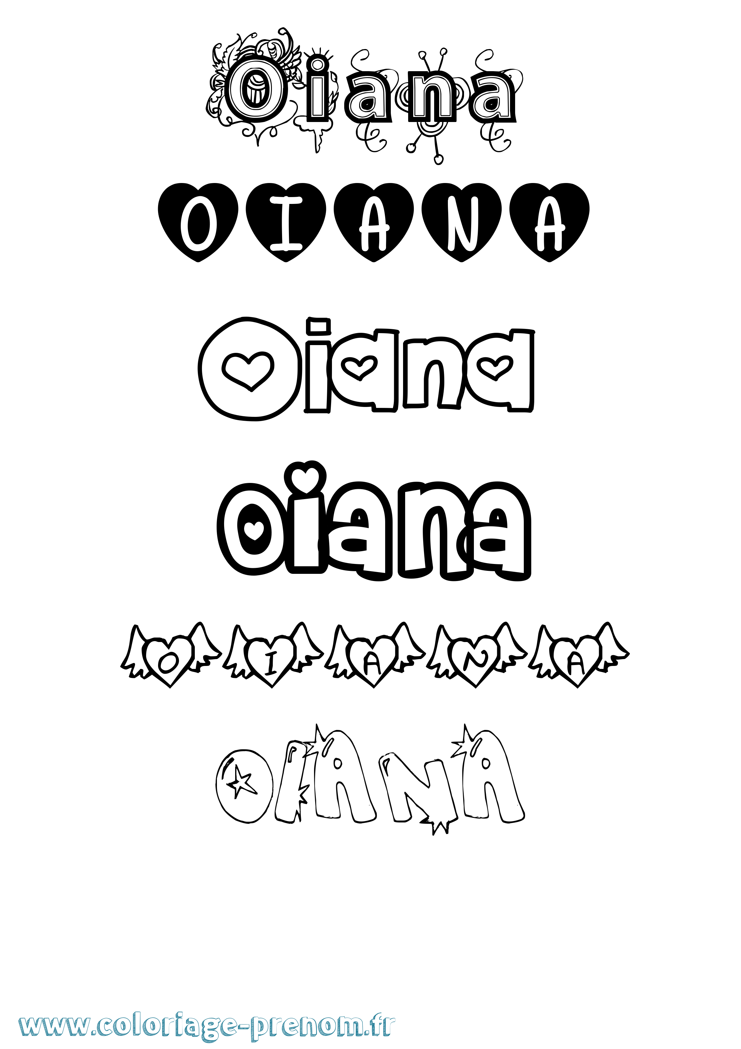 Coloriage Oiana Girly Coloriage prénom Oiana Girly