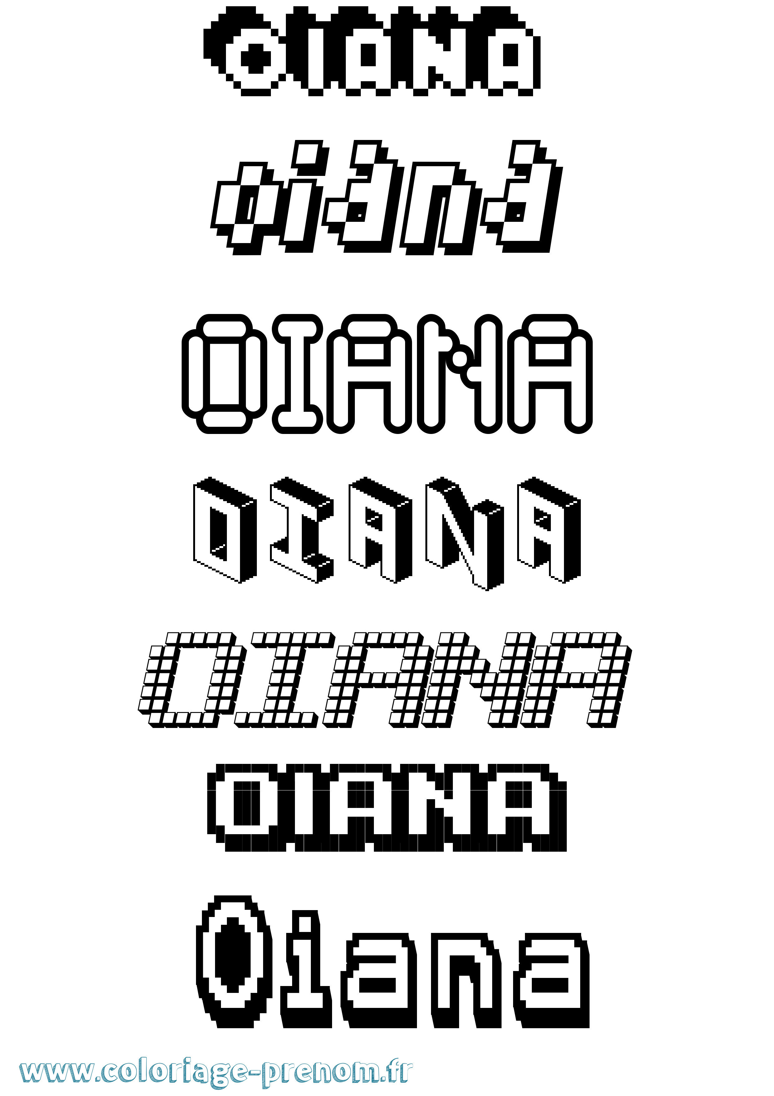 Coloriage Oiana Pixel Coloriage prénom Oiana Pixel
