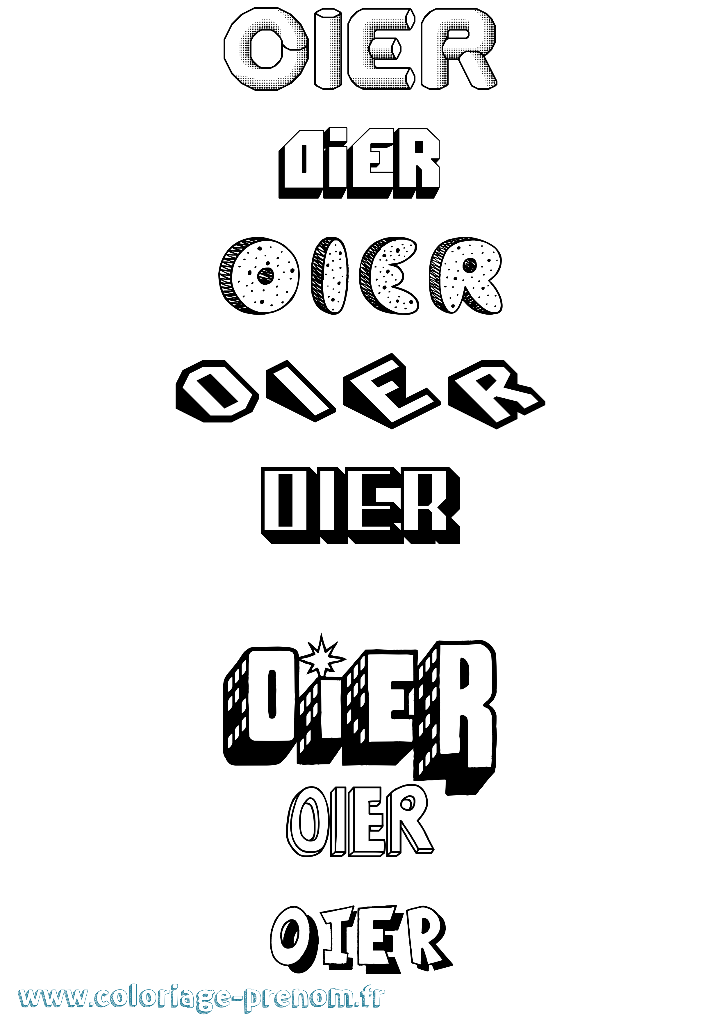 Coloriage Oier Effet 3D Coloriage prénom Oier Effet 3D