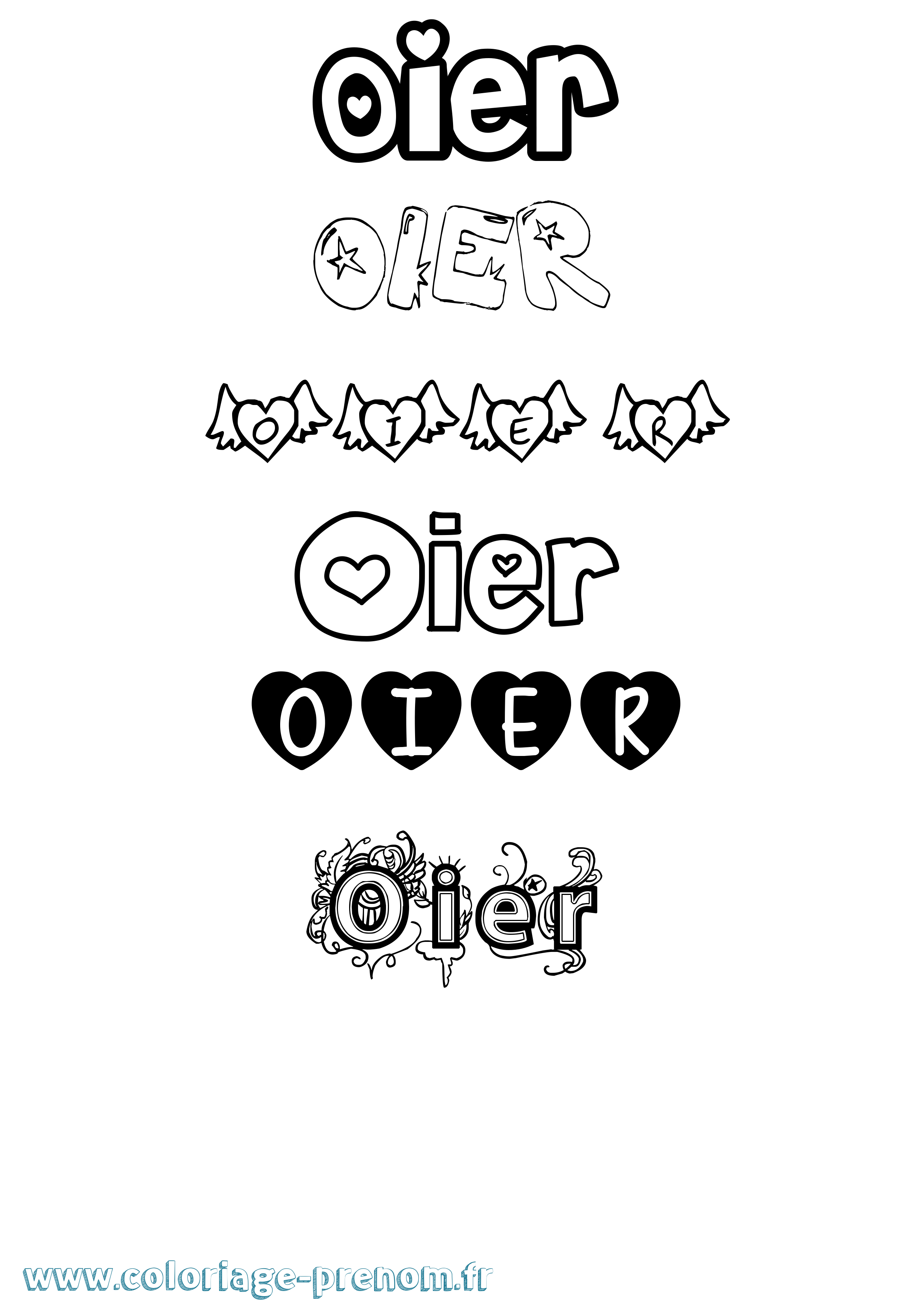 Coloriage Oier Girly Coloriage prénom Oier Girly