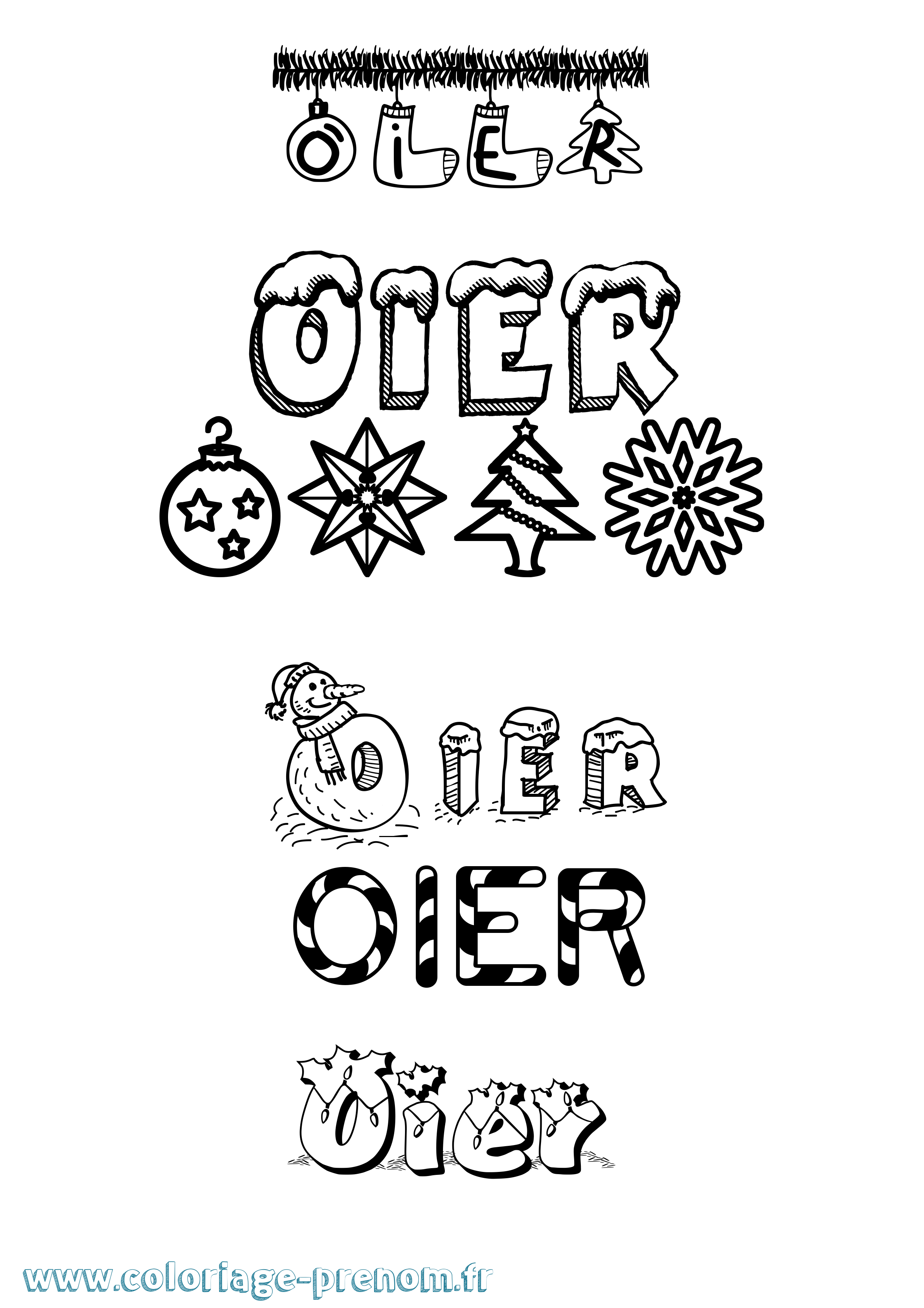 Coloriage Oier Noël Coloriage prénom Oier Noël