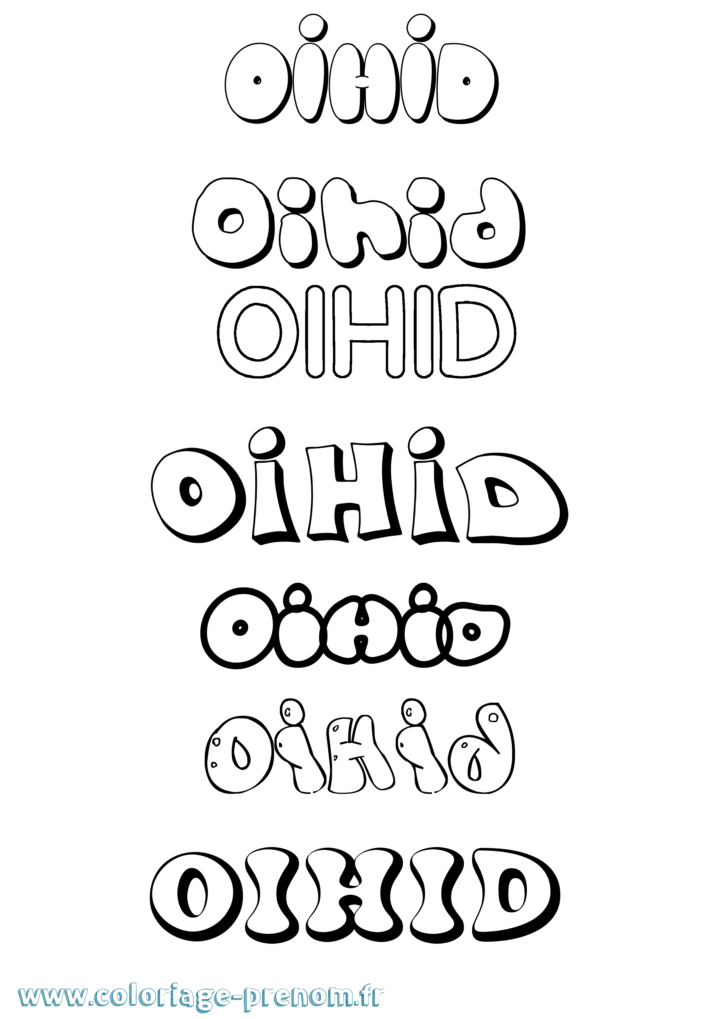 Coloriage Oihid Bubble Coloriage prénom Oihid Bubble