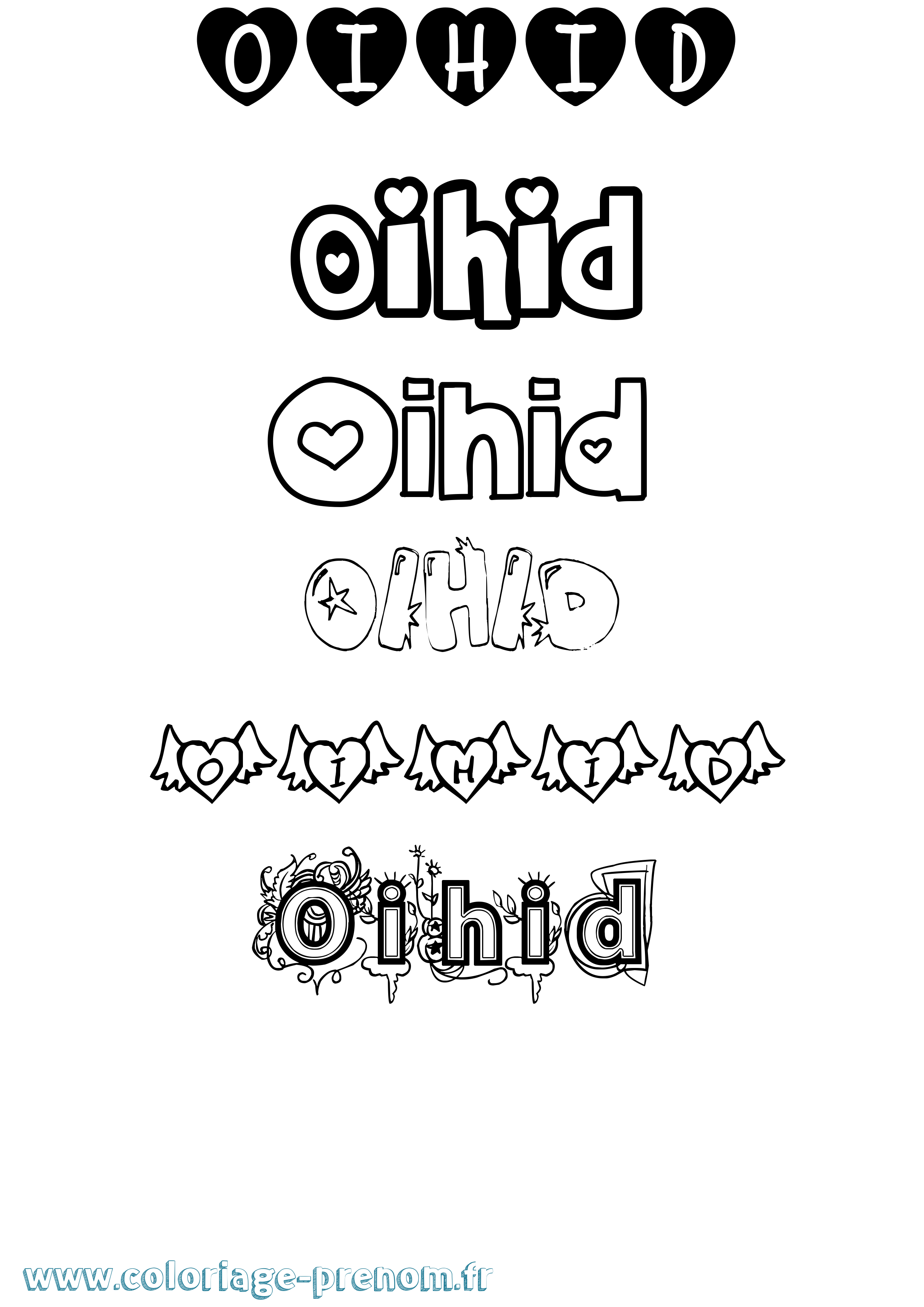 Coloriage Oihid Girly Coloriage prénom Oihid Girly