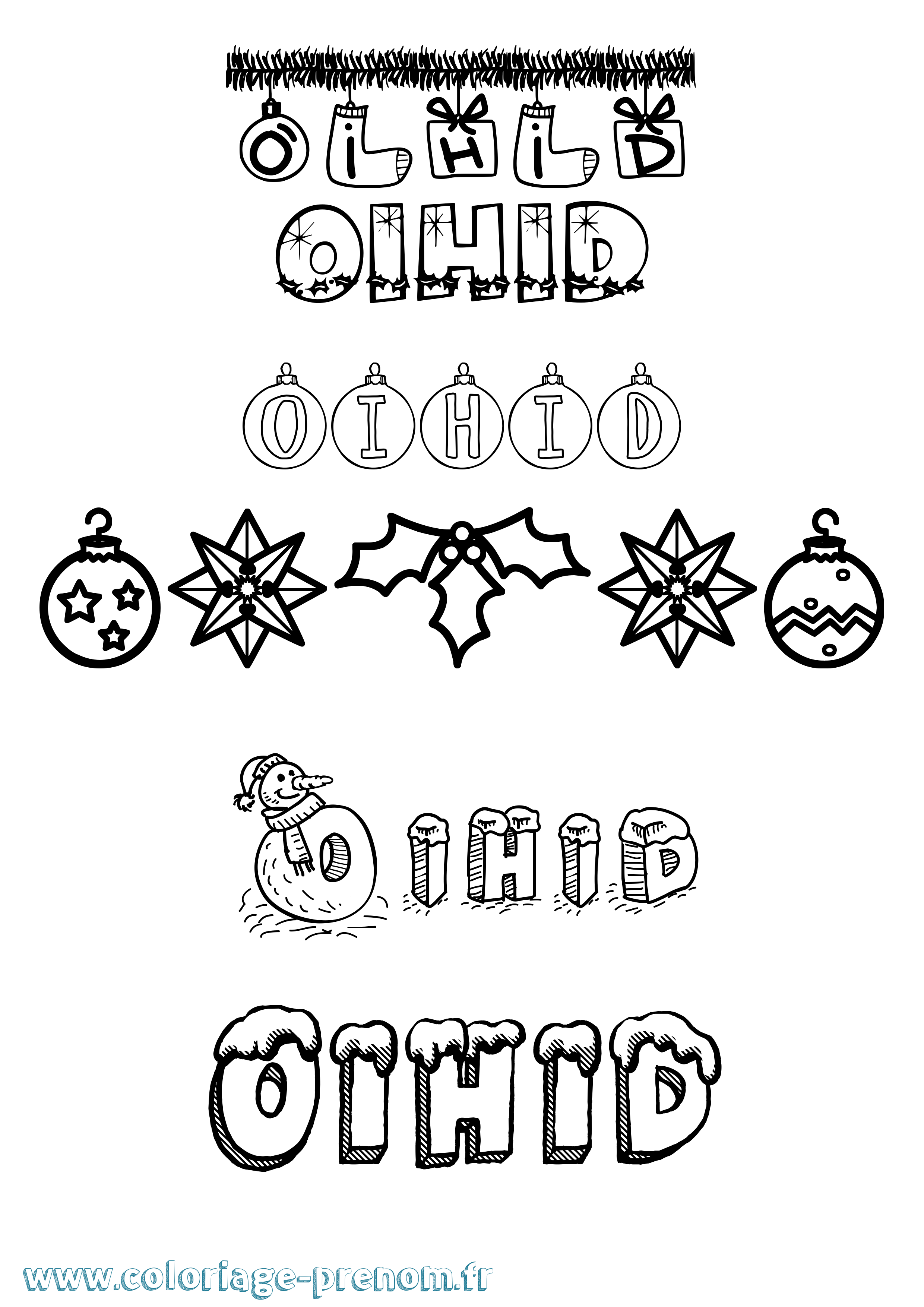 Coloriage Oihid Noël Coloriage prénom Oihid Noël